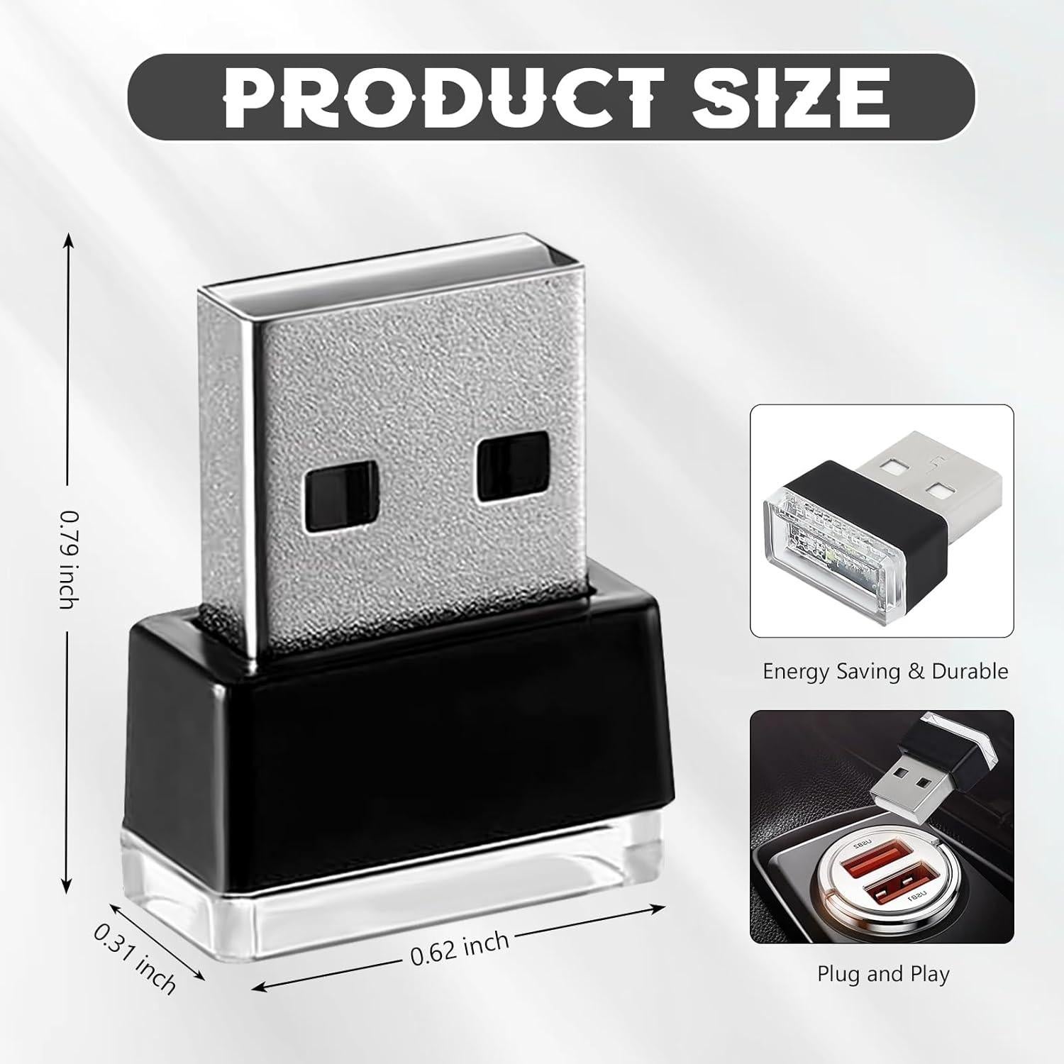 4 Lámparas LED USB para Interior de Coche Hbxdeco - 6 Colores