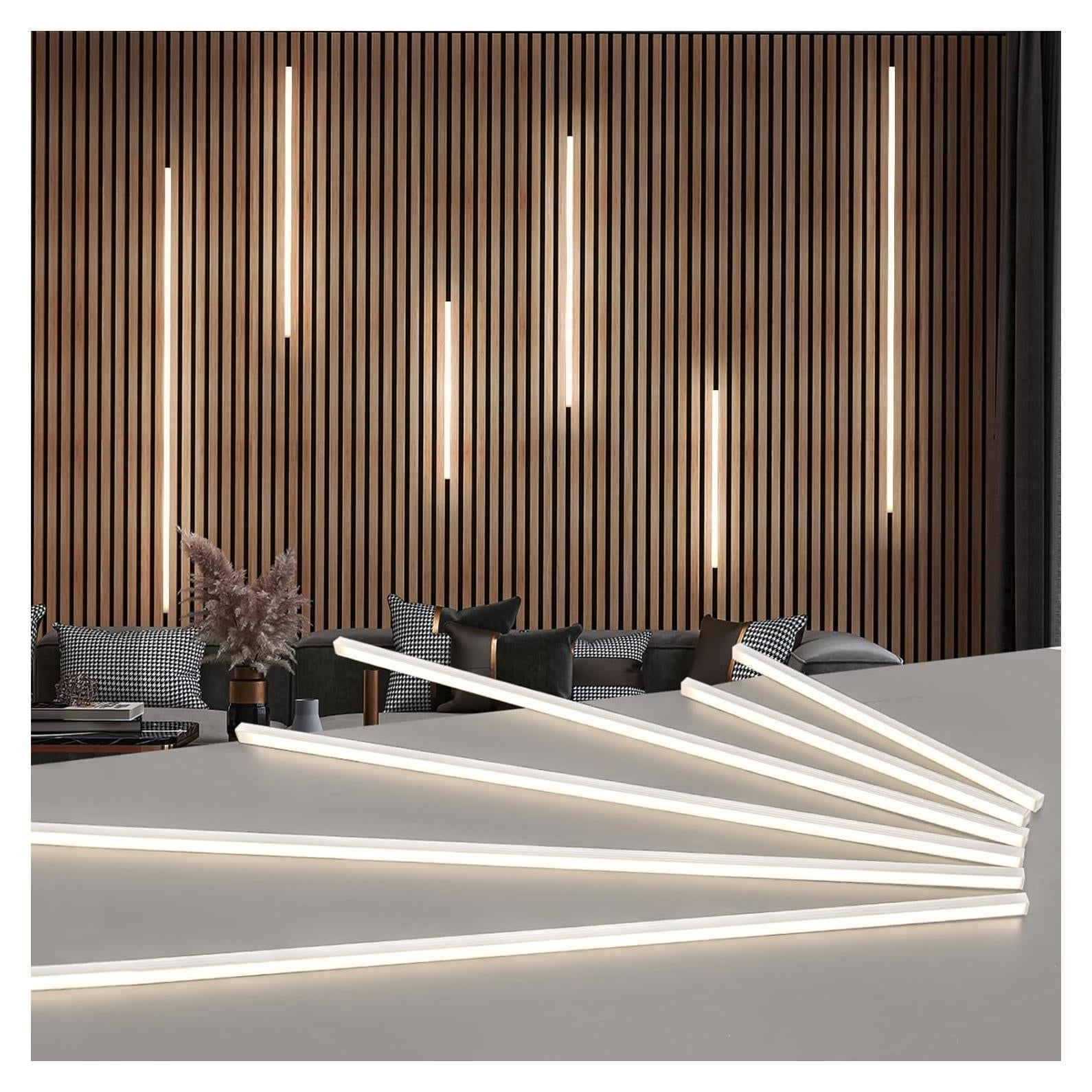Art3d LED Recessed Lighting Kit - 6pcs Self-adhesive White LED Light with Smart Switch, 3000k Touching Switch Light for Wood Slat Wall Panels, Headboards, Stairs, Home decor, Under Cabinet Strip Light