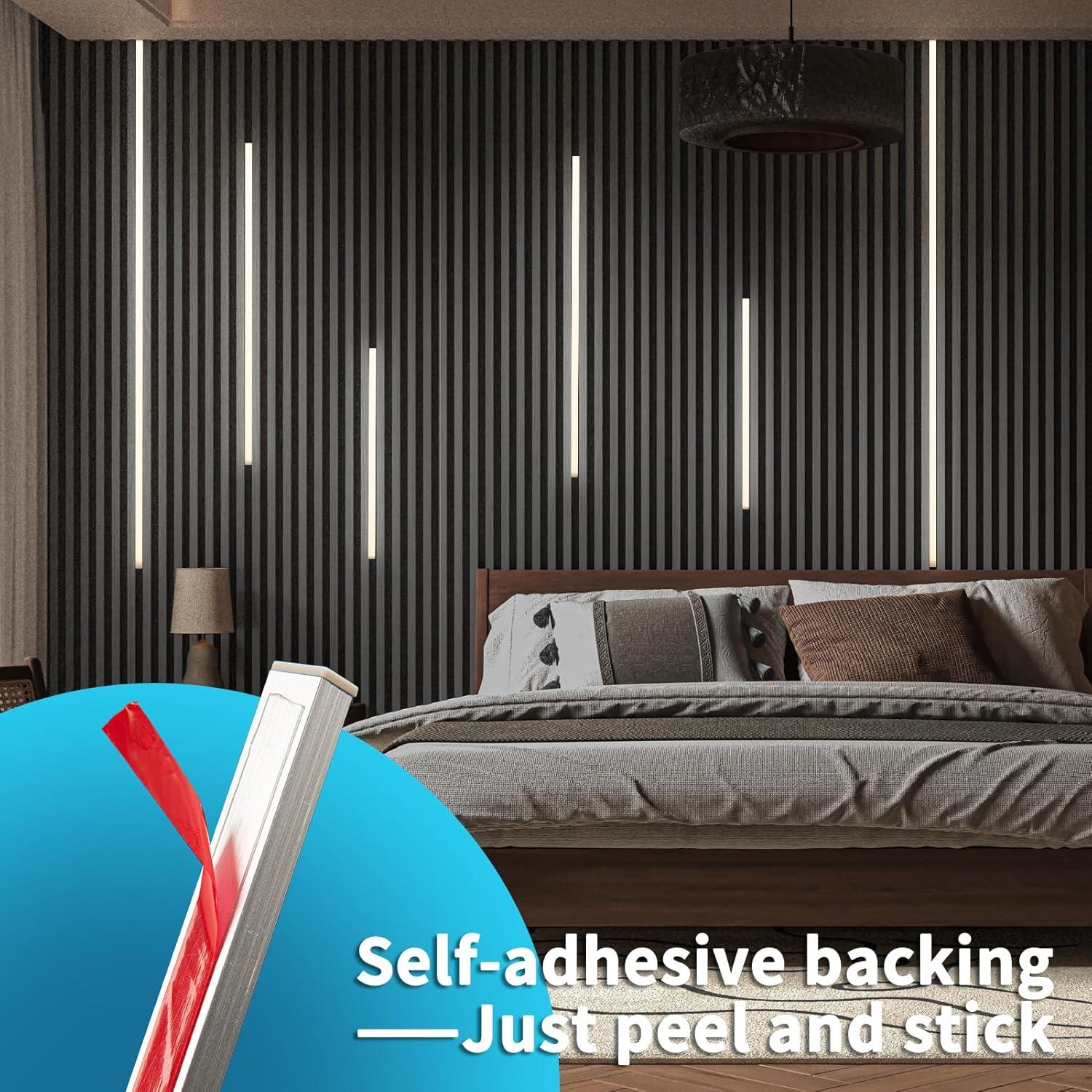 Art3d LED Recessed Lighting Kit - 6pcs Self-adhesive White LED Light with Smart Switch, 3000k Touching Switch Light for Wood Slat Wall Panels, Headboards, Stairs, Home decor, Under Cabinet Strip Light