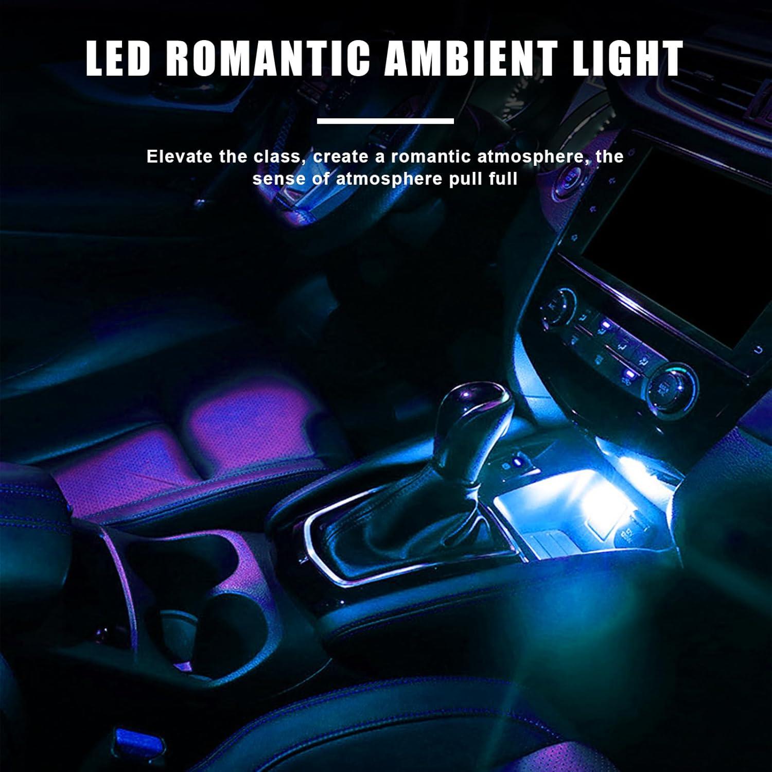 4 PCS Luz de Ambiente LED USB Sylvil para Interior de Coche Azul Hielo