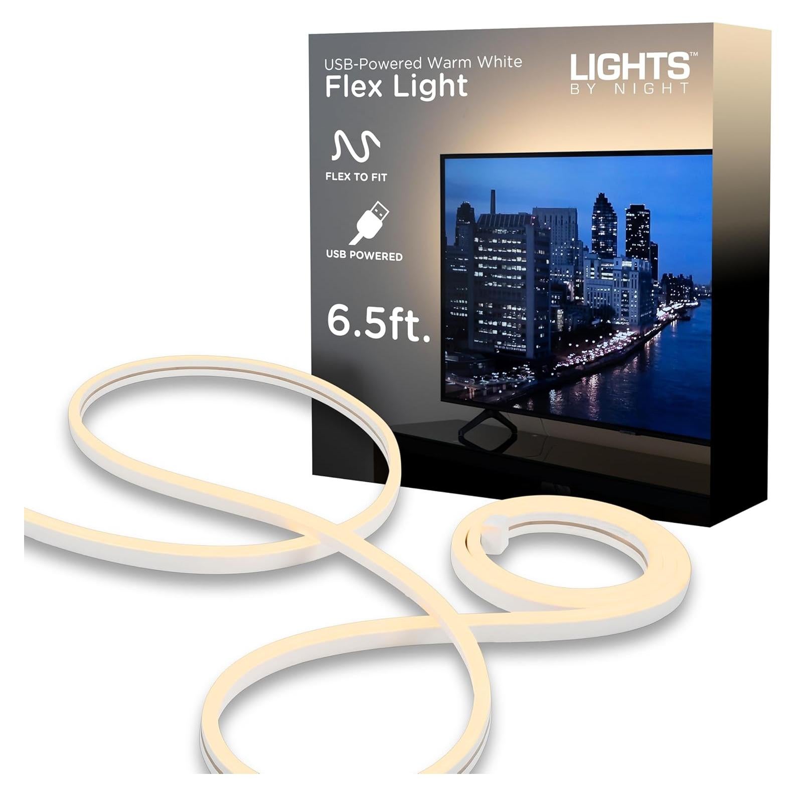 Luz LED Flexible USB 1.98m Luces de Noche Blanca Cálida