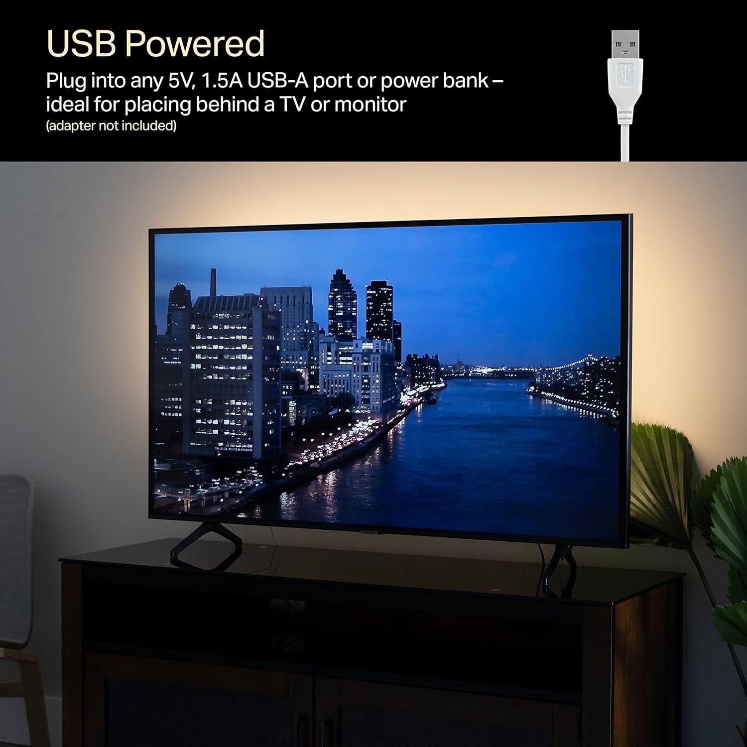 Luz LED Flexible USB 1.98m Luces de Noche Blanca Cálida