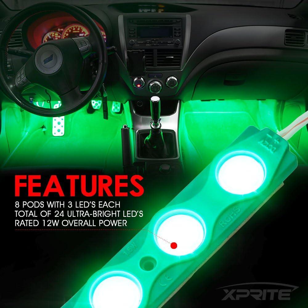 Kits de luces LED verdes Xprite para cama de camión - 8 piezas