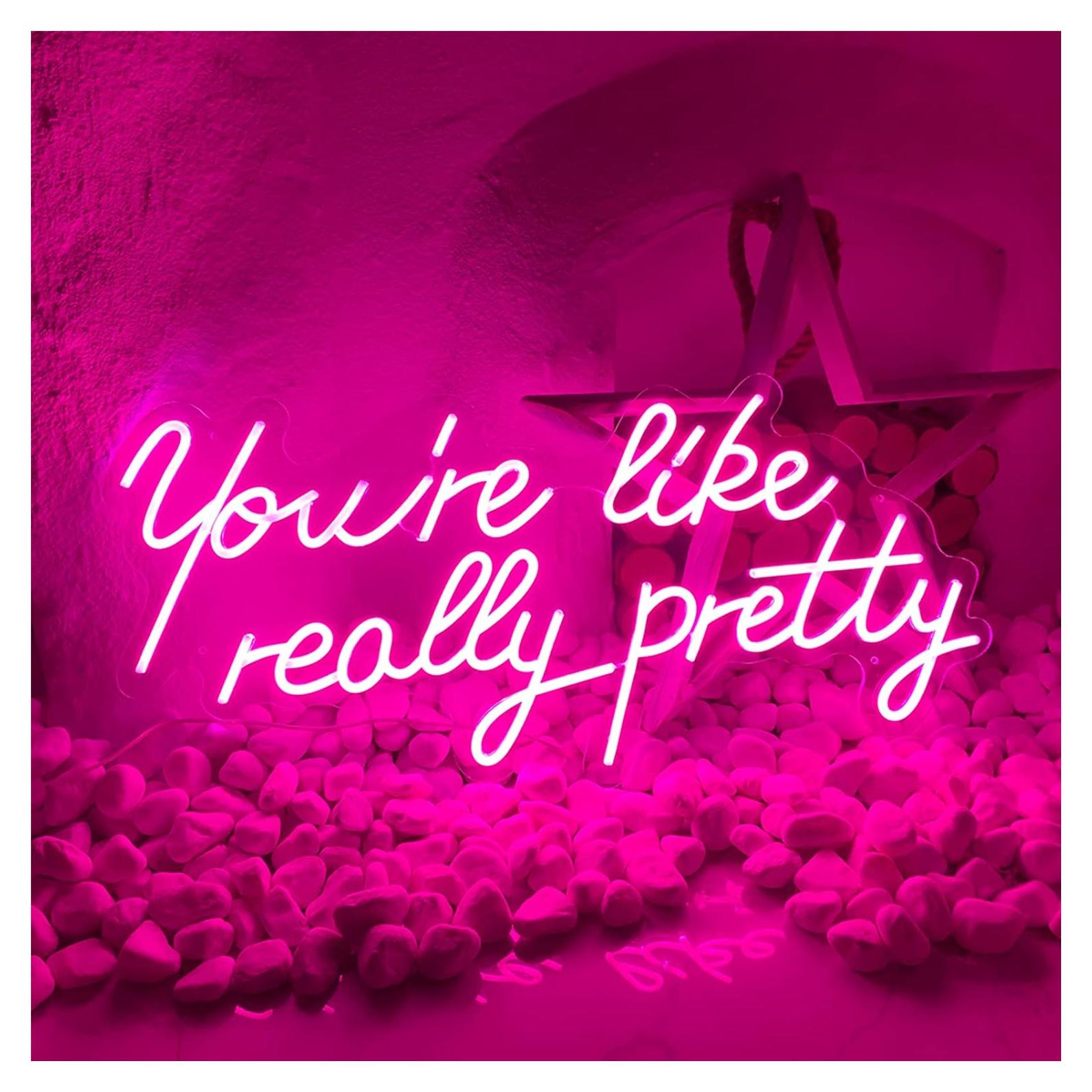 Letrero de neón LED Rosa Eres Bonita 29.9x13.7 cm Decoración