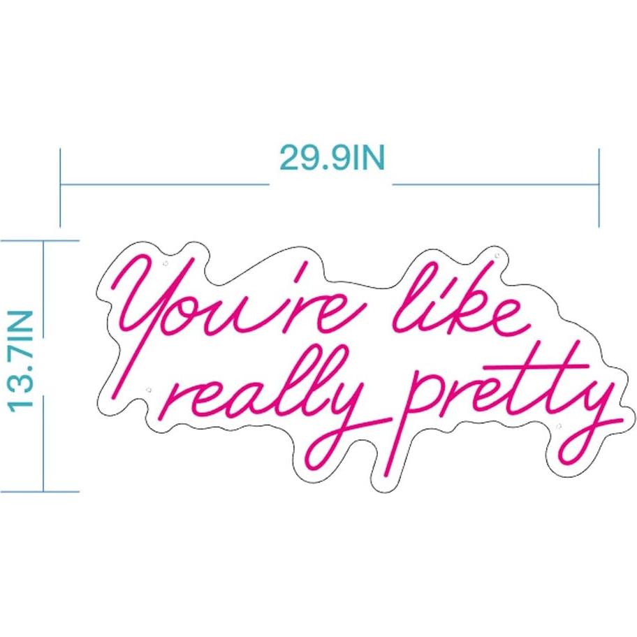 Letrero de neón LED Rosa Eres Bonita 29.9x13.7 cm Decoración