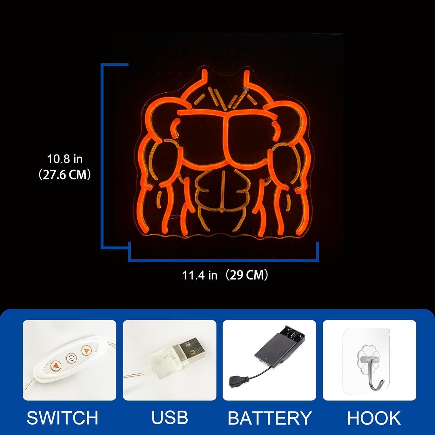 Luz de Neón JYCreativity Cuerpo Masculino Naranja 27.6x29cm