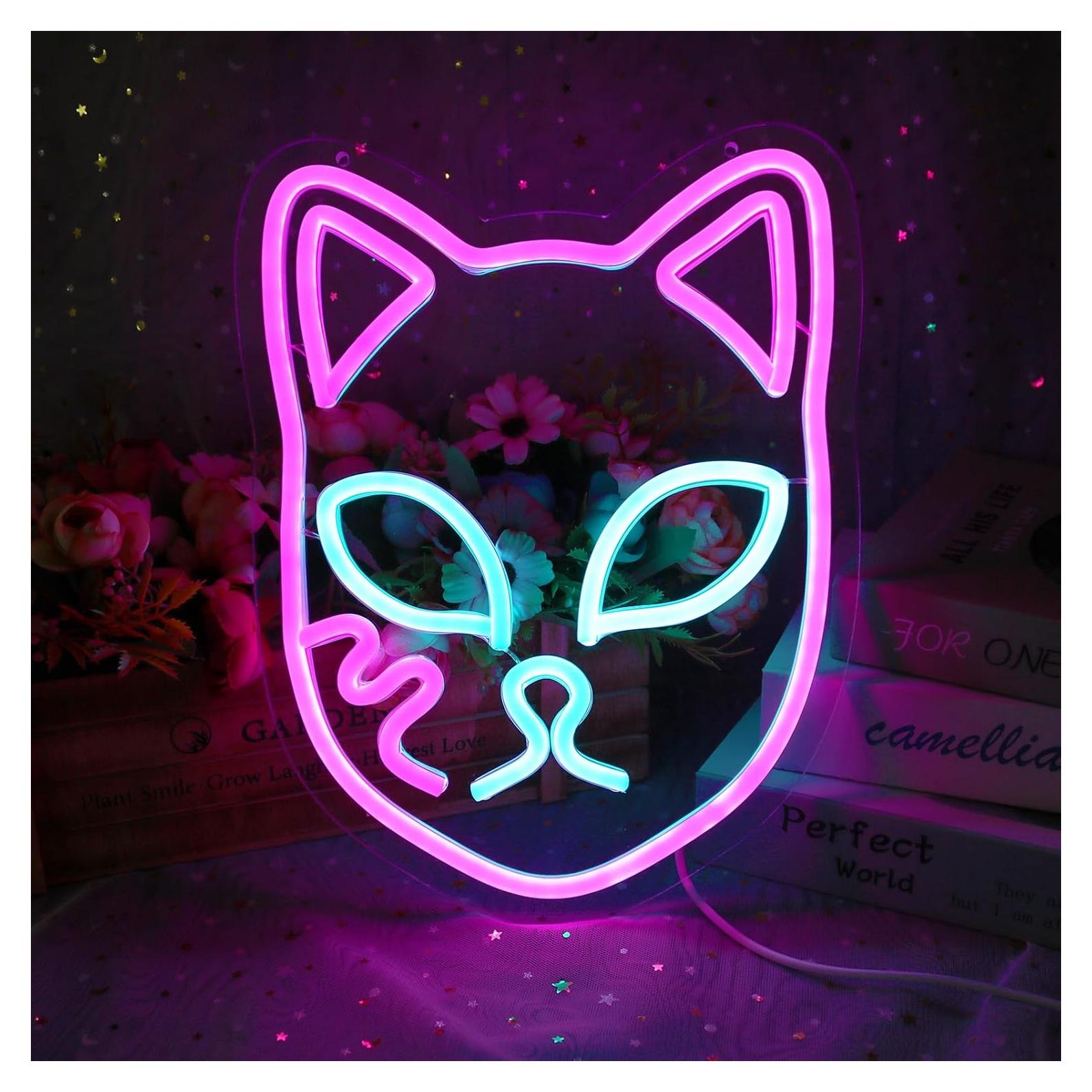 Luz de Neón Cara de Zorro Demonio NAIYISI 30x23.4cm USB