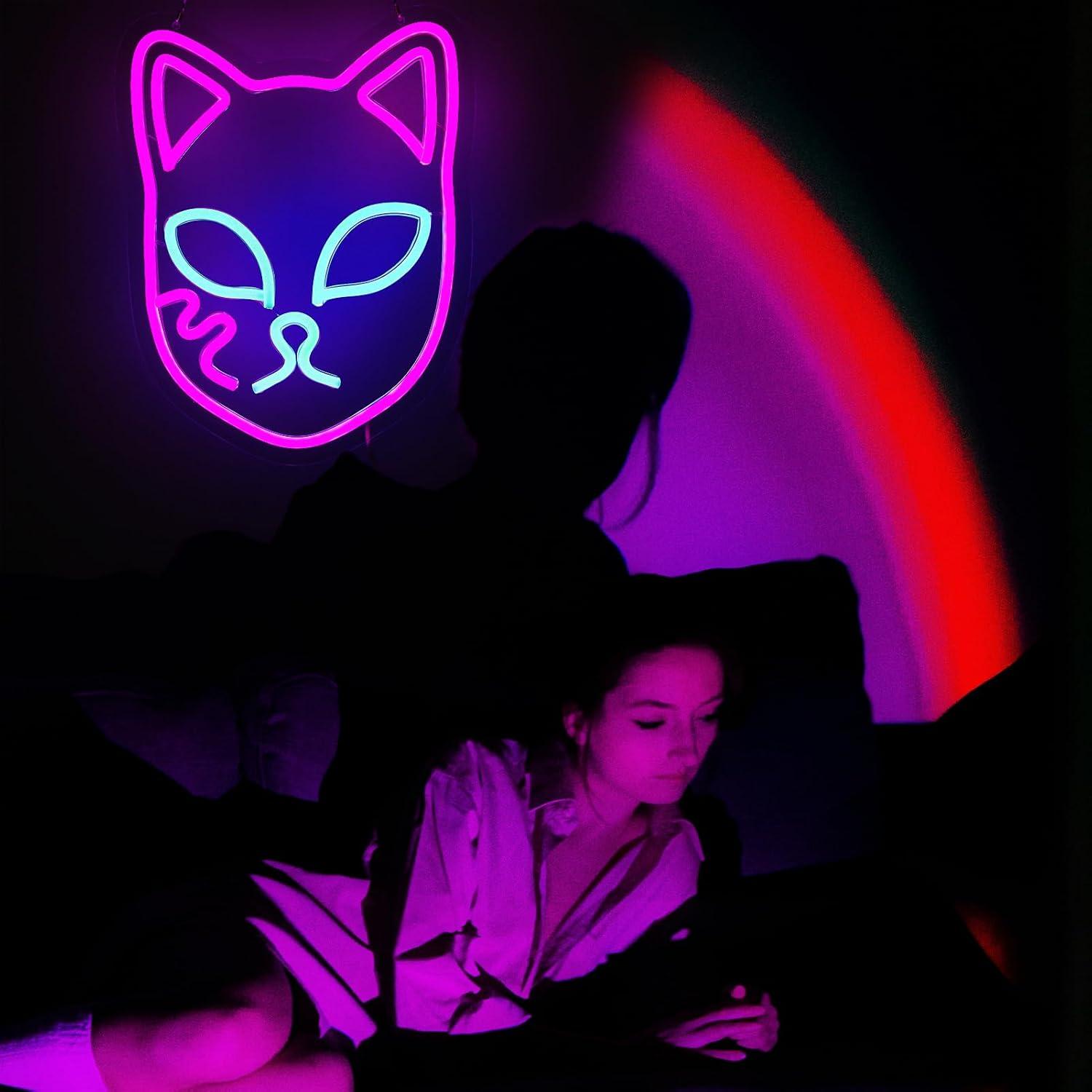 Luz de Neón Cara de Zorro Demonio NAIYISI 30x23.4cm USB