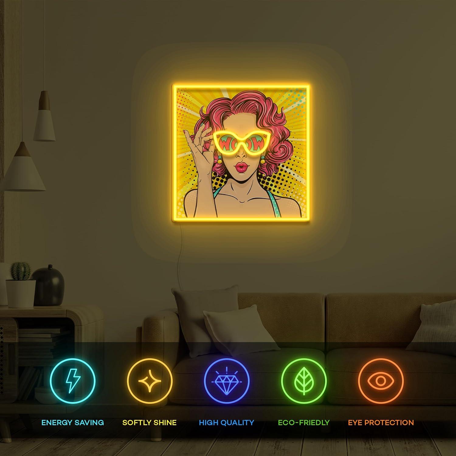 Cartel de Neón LED Vital Neon WOW Lady 30 cm USB