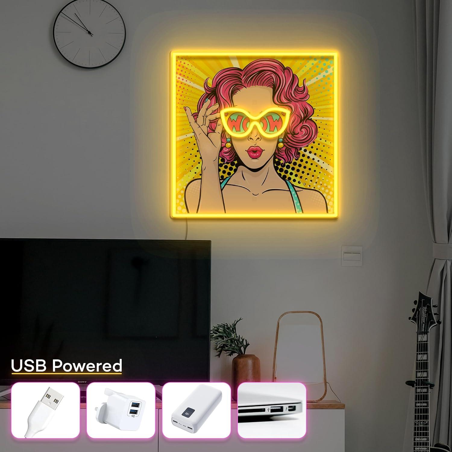 Cartel de Neón LED Vital Neon WOW Lady 30 cm USB