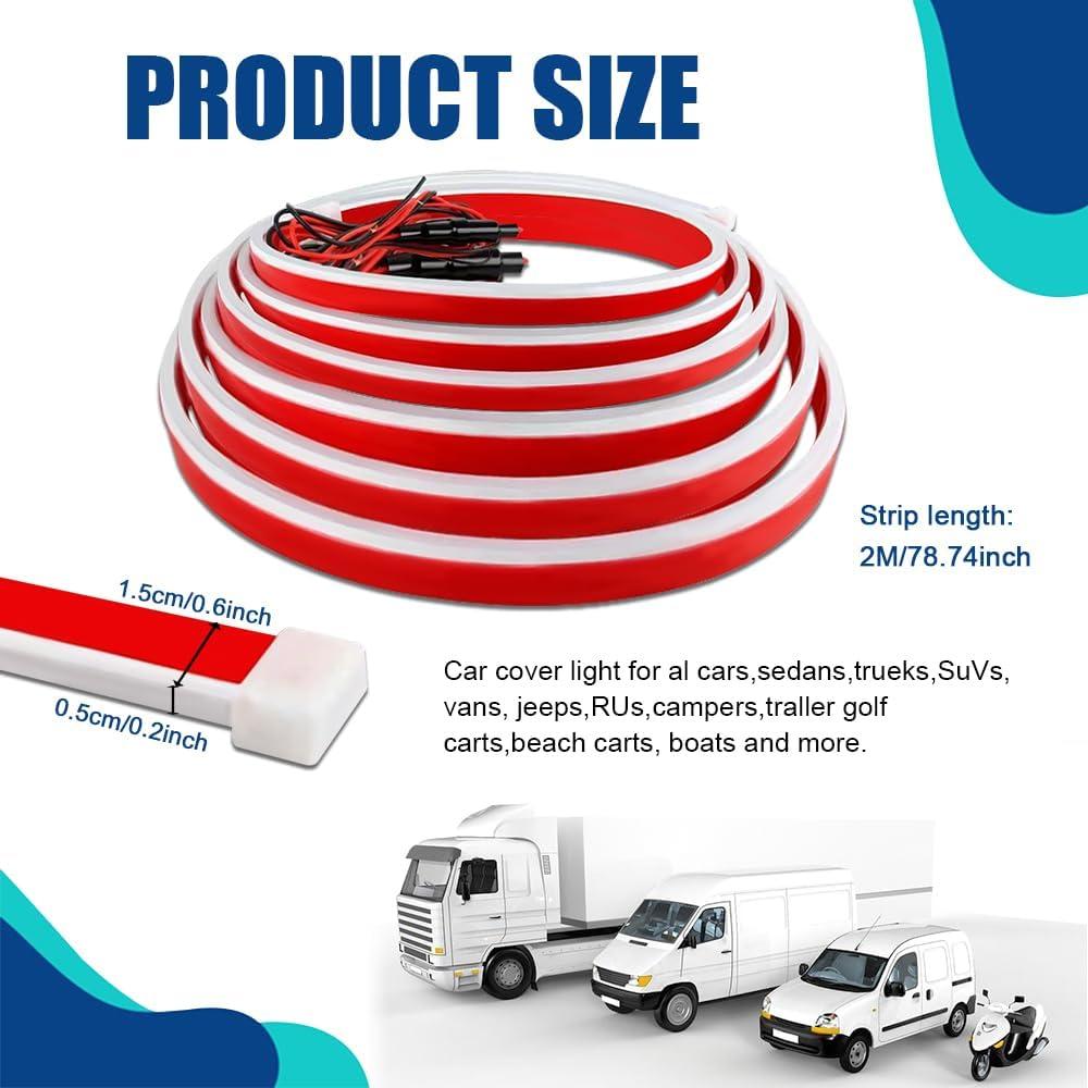 Tira de luz LED para capó de coche QZTYTY 2M Rojo Impermeable