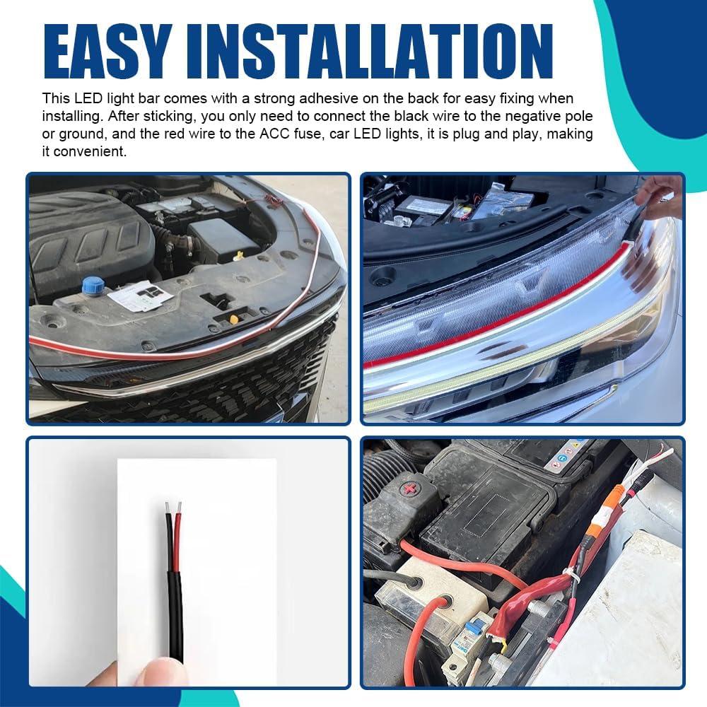 Tira de luz LED para capó de coche QZTYTY 2M Rojo Impermeable