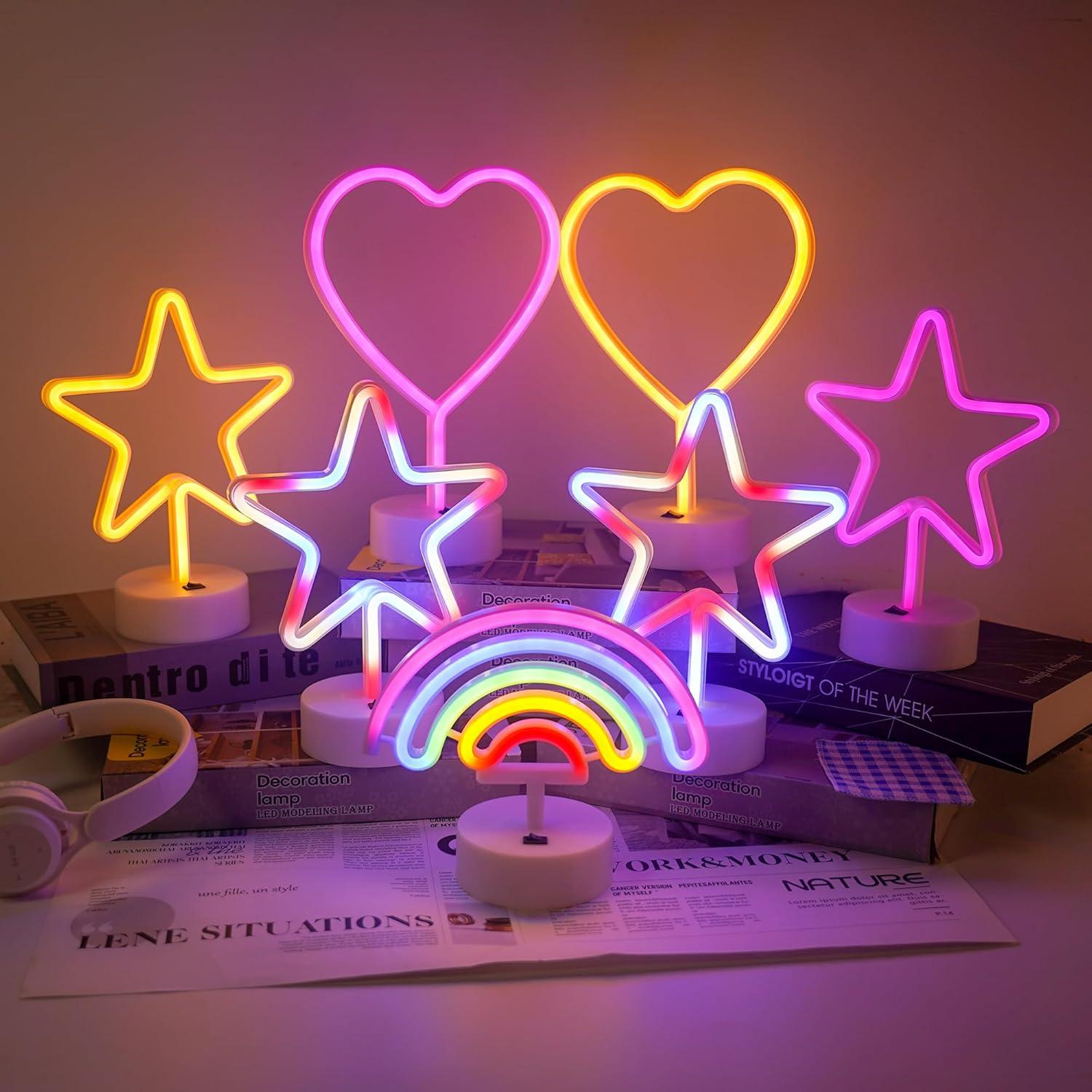 Luz LED Neón Estrella JBEIY 30.48x19.05cm 4 de Julio