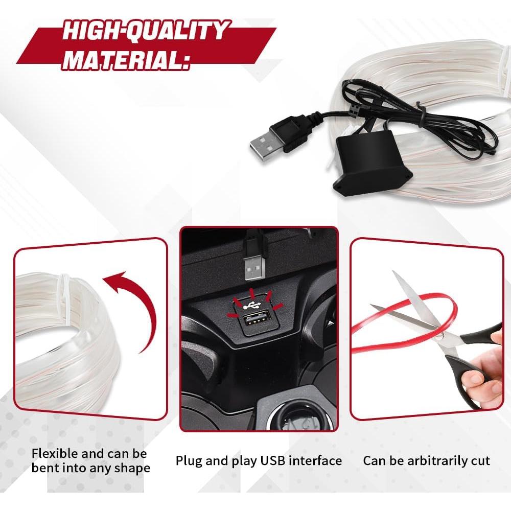 Tira de luces LED Hbxdeco 5m RGB USB para coche interior