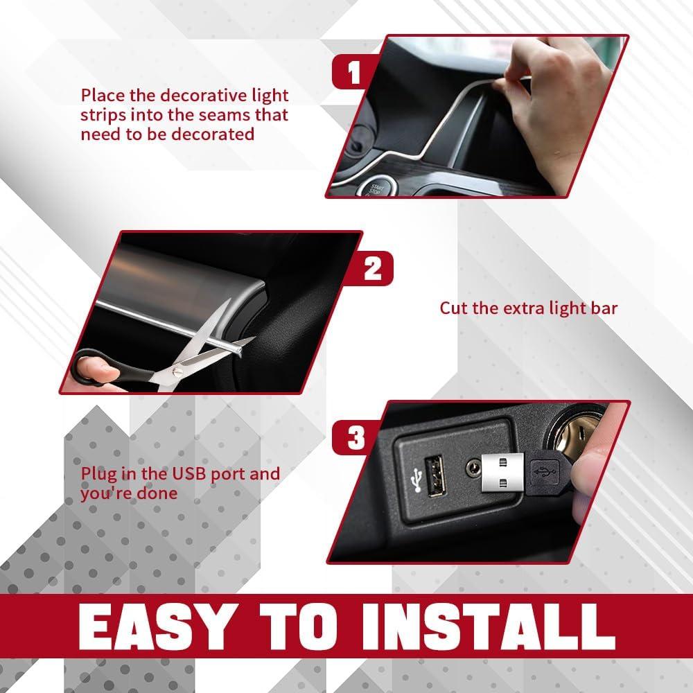 Tira de luces LED Hbxdeco 5m RGB USB para coche interior