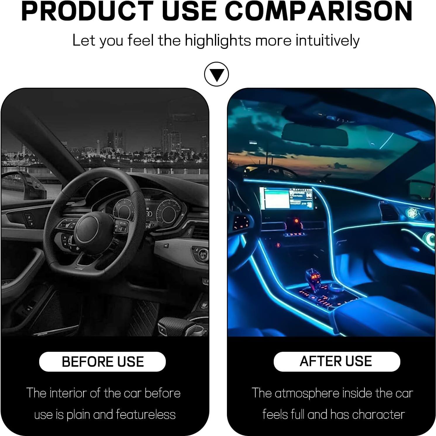 Tira de Luz LED para Auto Ongfuwu 12V Azul Hielo 24 LED