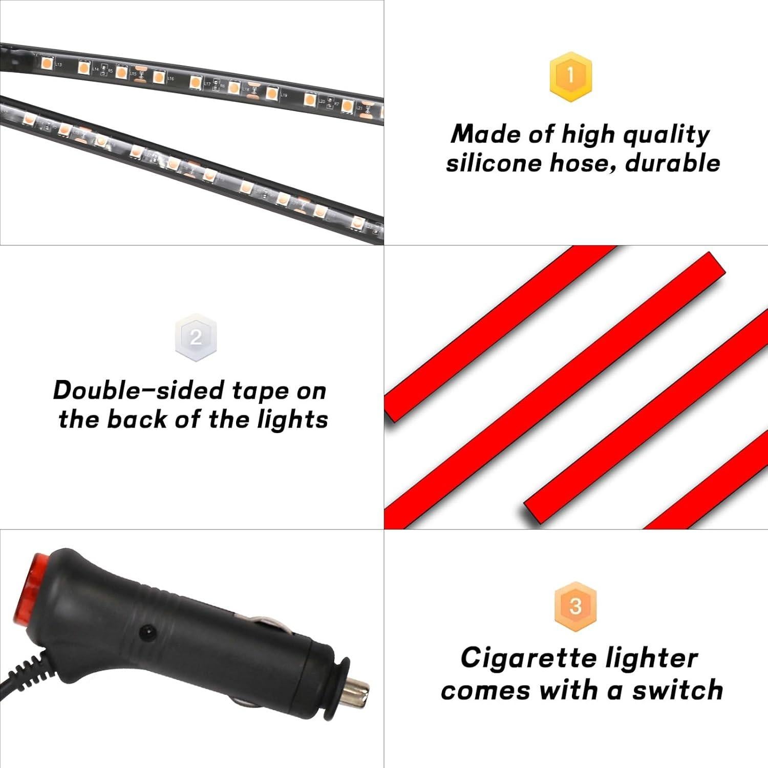 Tira de Luz LED para Auto Ongfuwu 12V Azul Hielo 24 LED