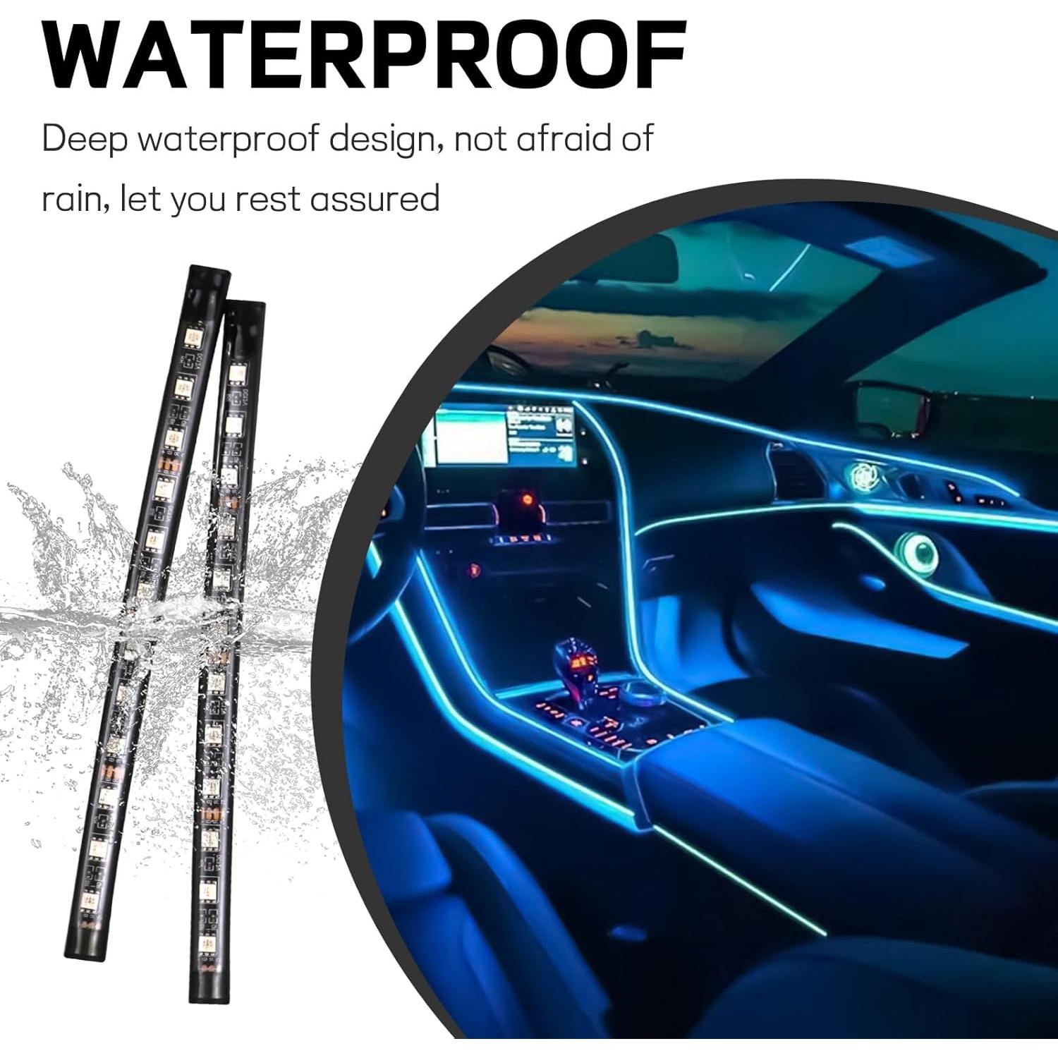 Tira de Luz LED para Auto Ongfuwu 12V Azul Hielo 24 LED