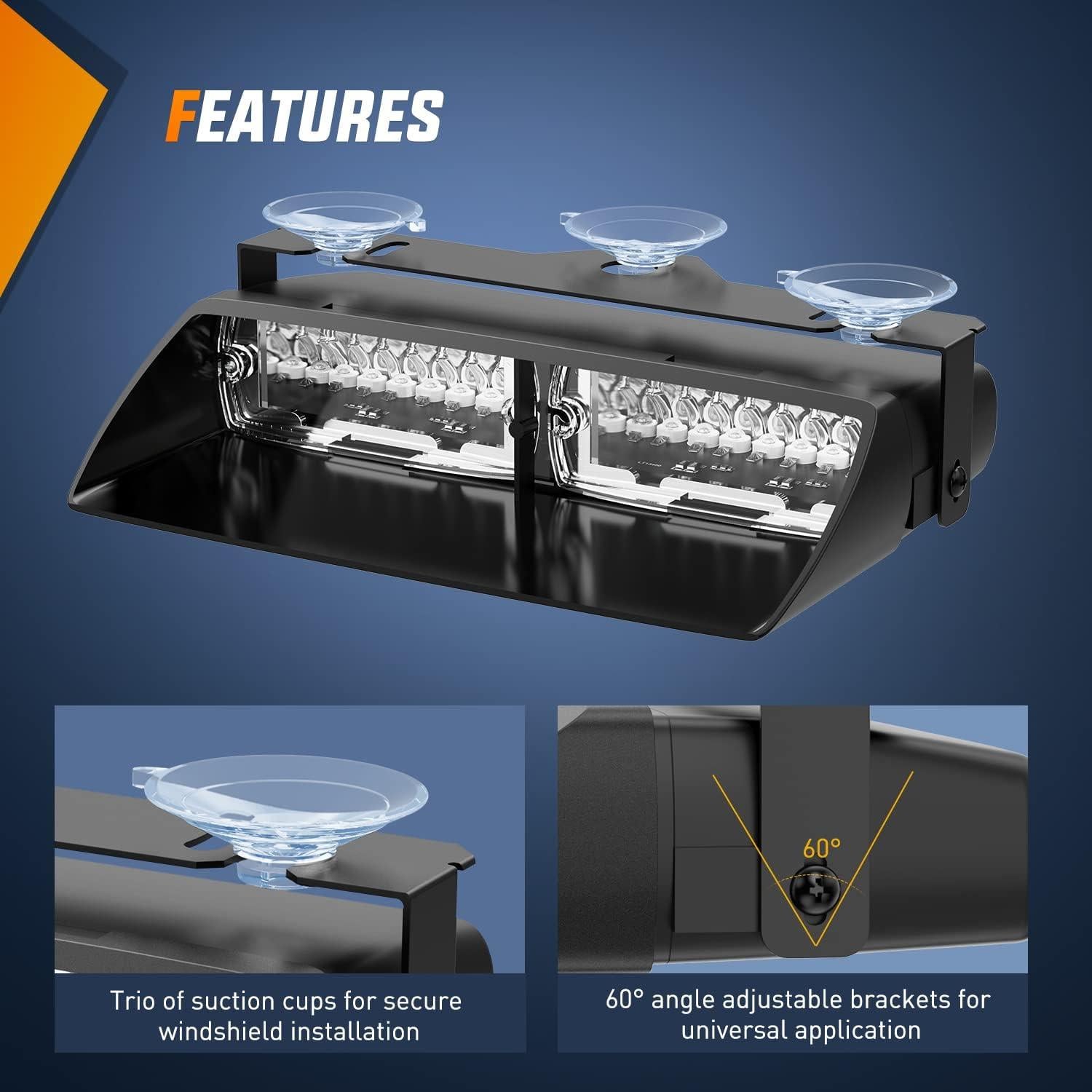 Luces Estroboscópicas LED Nilight 16-24A para Parabrisas 24V