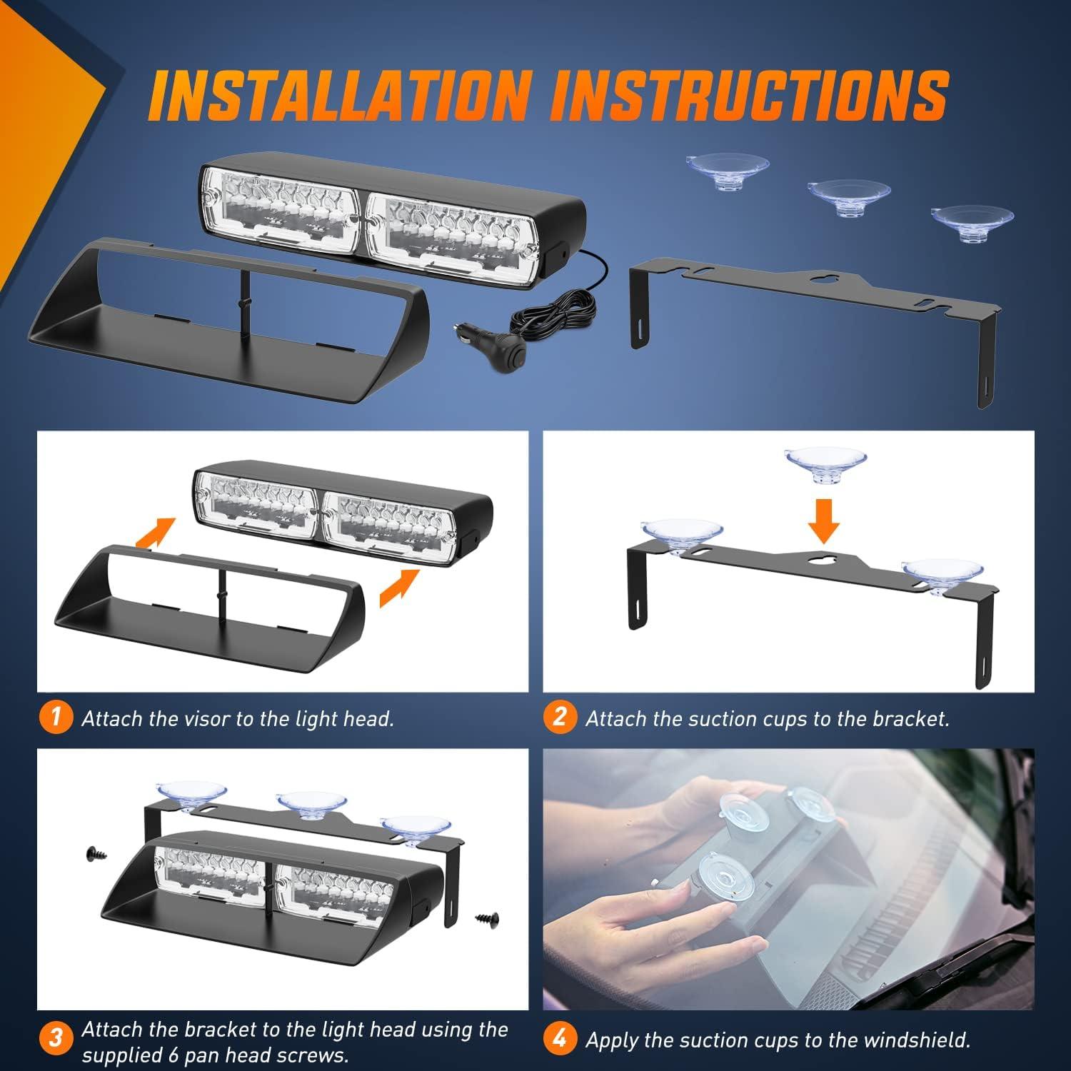 Luces Estroboscópicas LED Nilight 16-24A para Parabrisas 24V