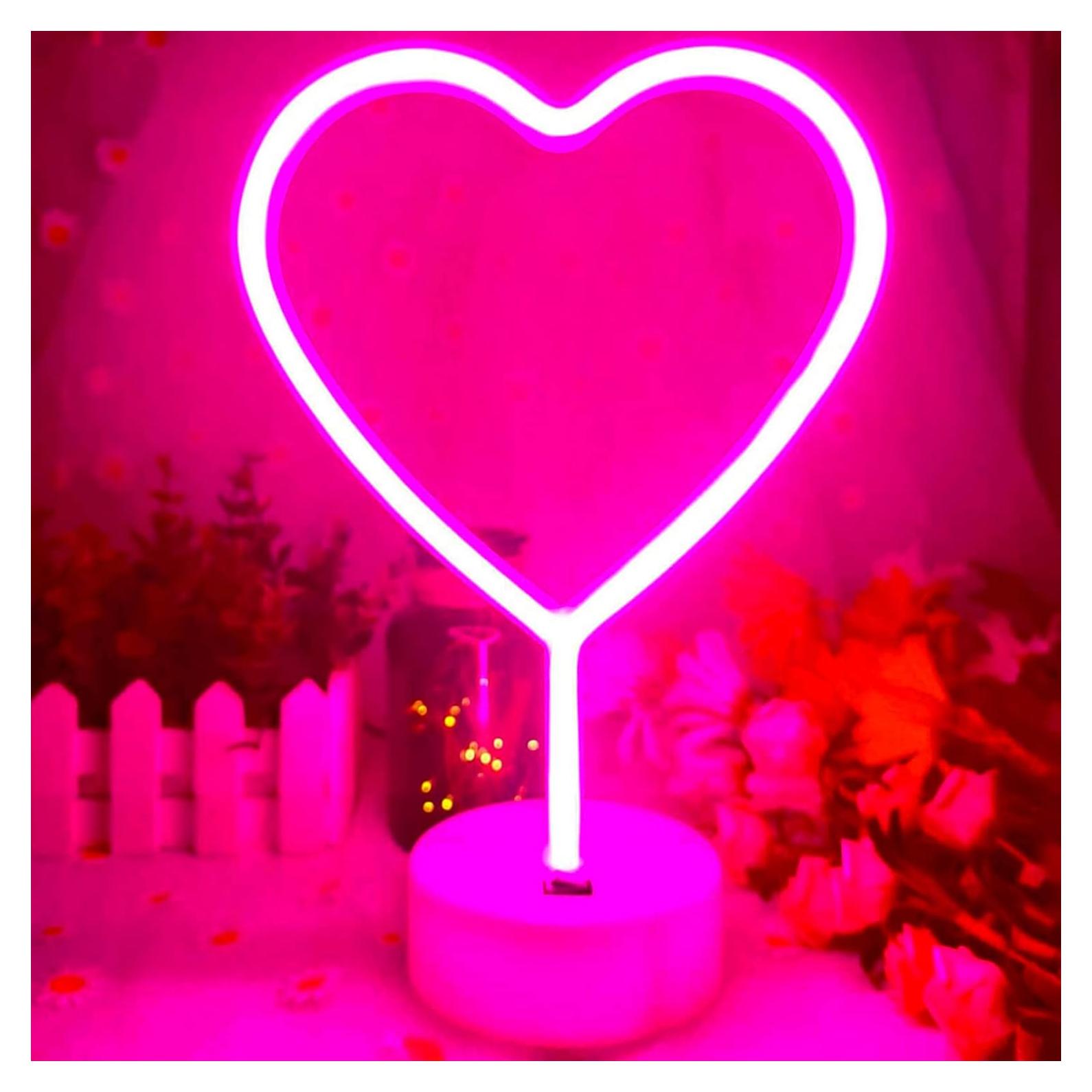 Luz LED Corazón Rosa VIFULIN, Decoración USB/Batería 30.48 cm