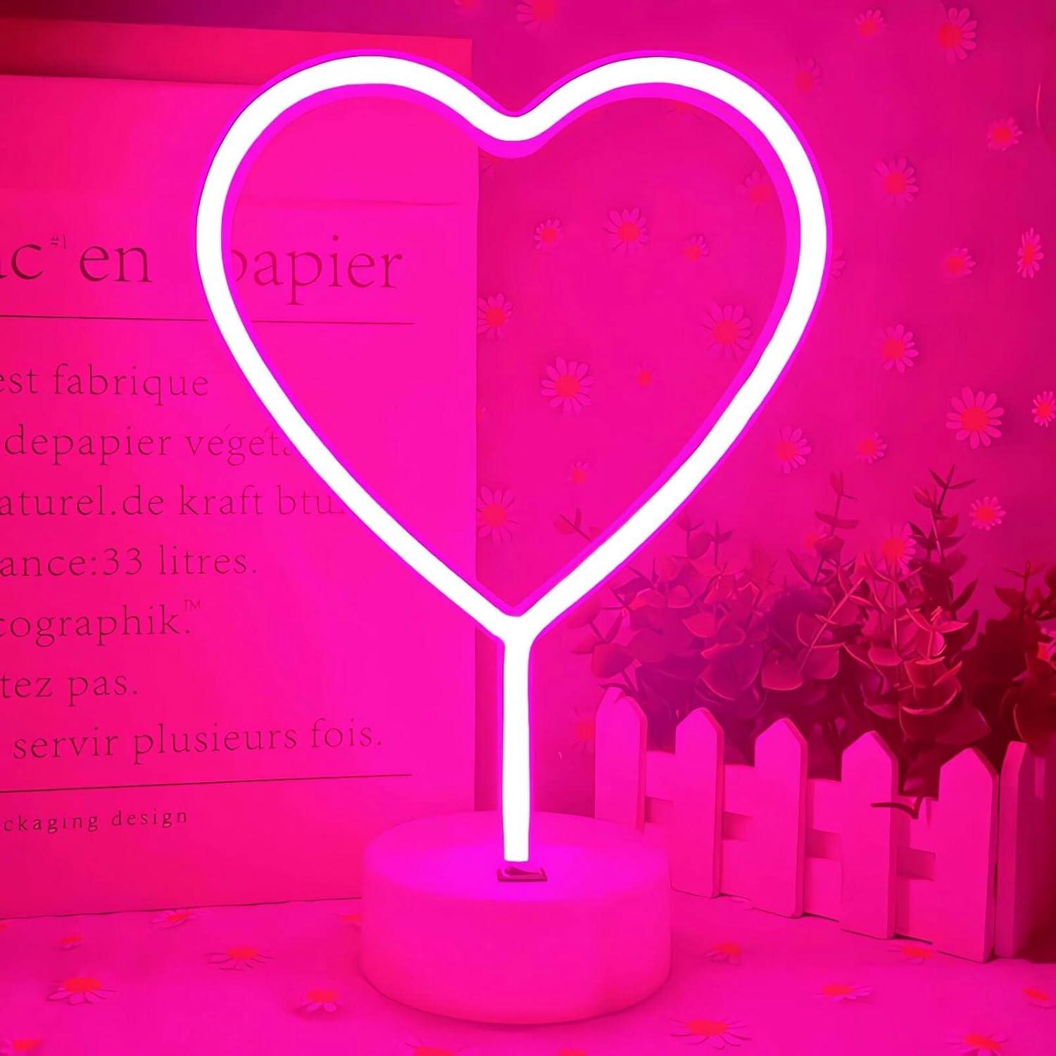 Luz LED Corazón Rosa VIFULIN, Decoración USB/Batería 30.48 cm