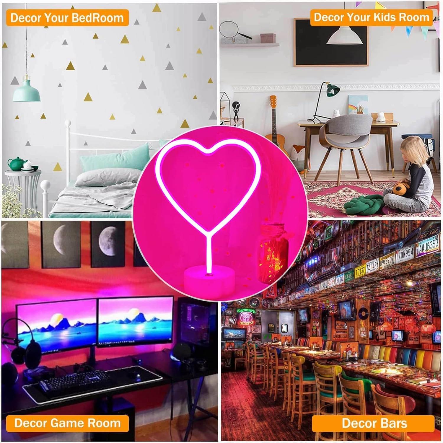 Luz LED Corazón Rosa VIFULIN, Decoración USB/Batería 30.48 cm