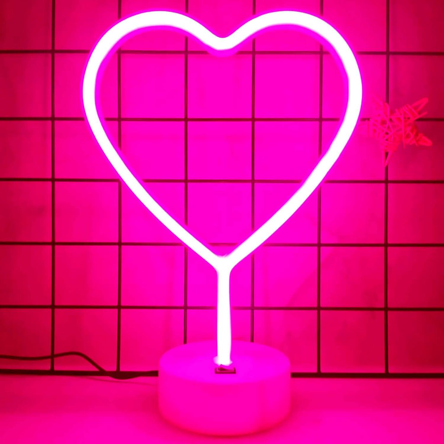 Luz LED Corazón Rosa VIFULIN, Decoración USB/Batería 30.48 cm