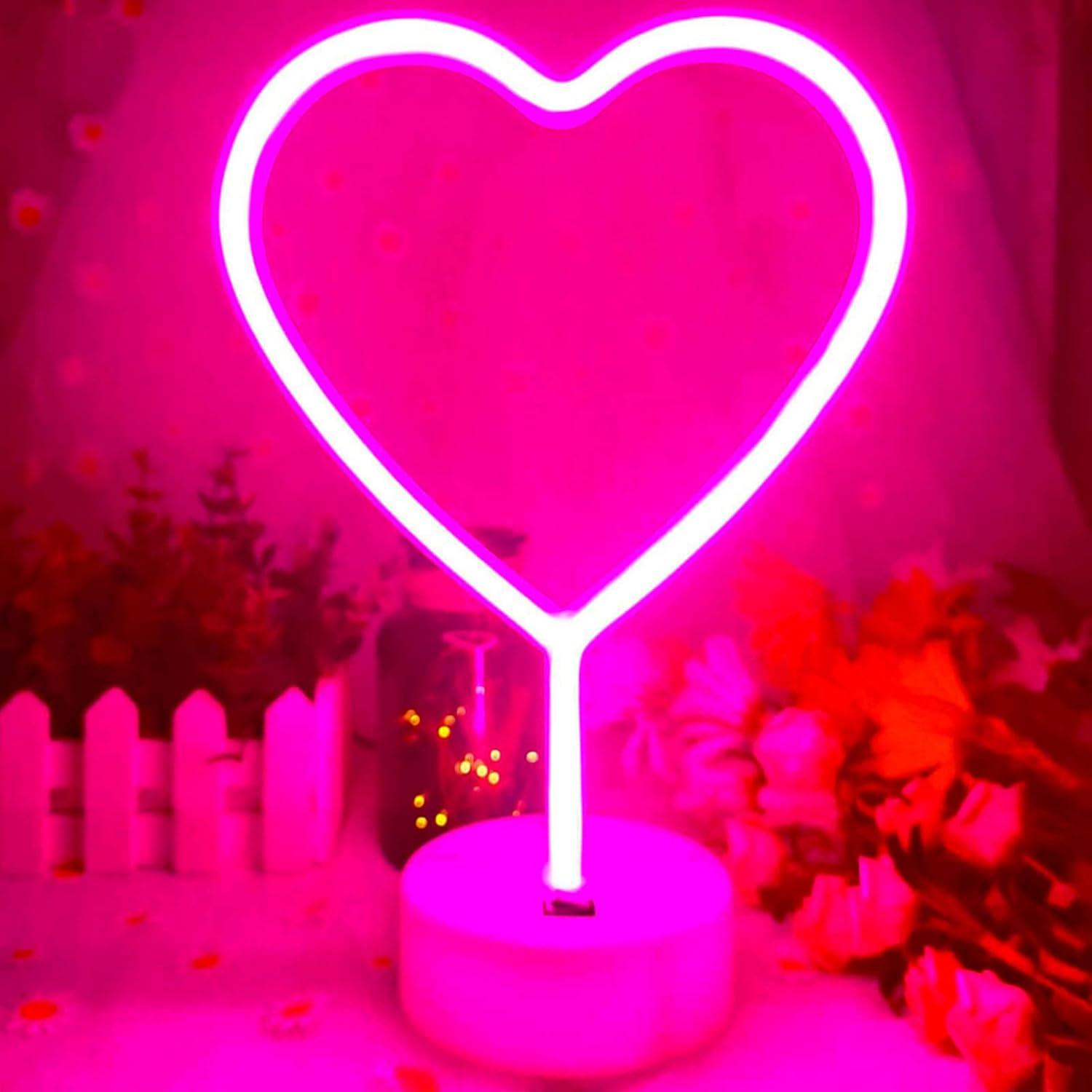 Luz LED Corazón Rosa VIFULIN, Decoración USB/Batería 30.48 cm