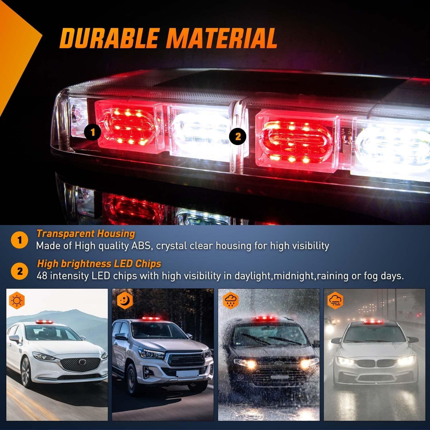 Luz Estroboscópica de Techo Nilight 30.48 cm 48 LEDs 12V-24V