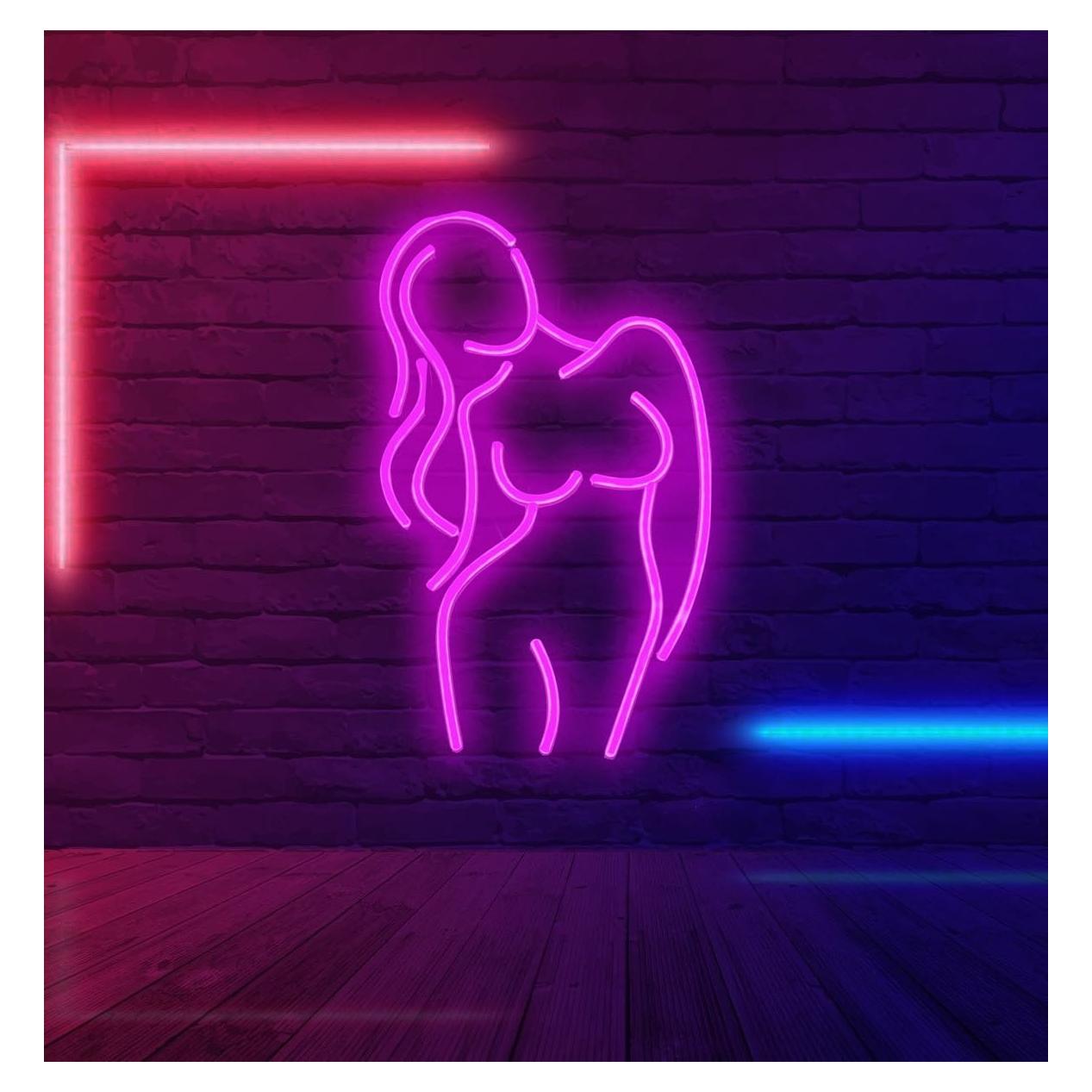 Luz de Neón LED RNTKAB Silueta Femenina Rosa 23x42 cm