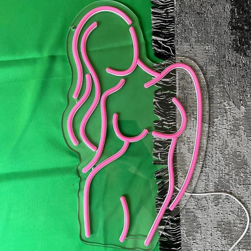 Luz de Neón LED RNTKAB Silueta Femenina Rosa 23x42 cm