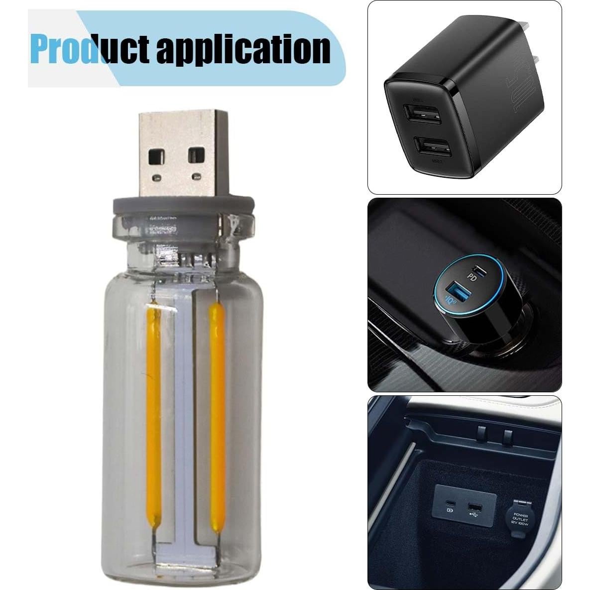 Luz de Ambiente Interior de Coche LED KITUREK USB Luz Cálida