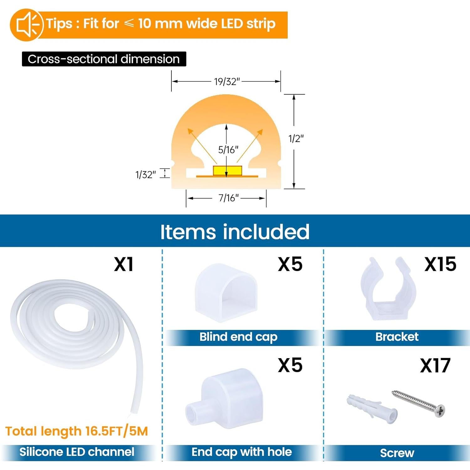 Canal LED de Silicona Muzata USC2 5M IP67 Flexible 11mm