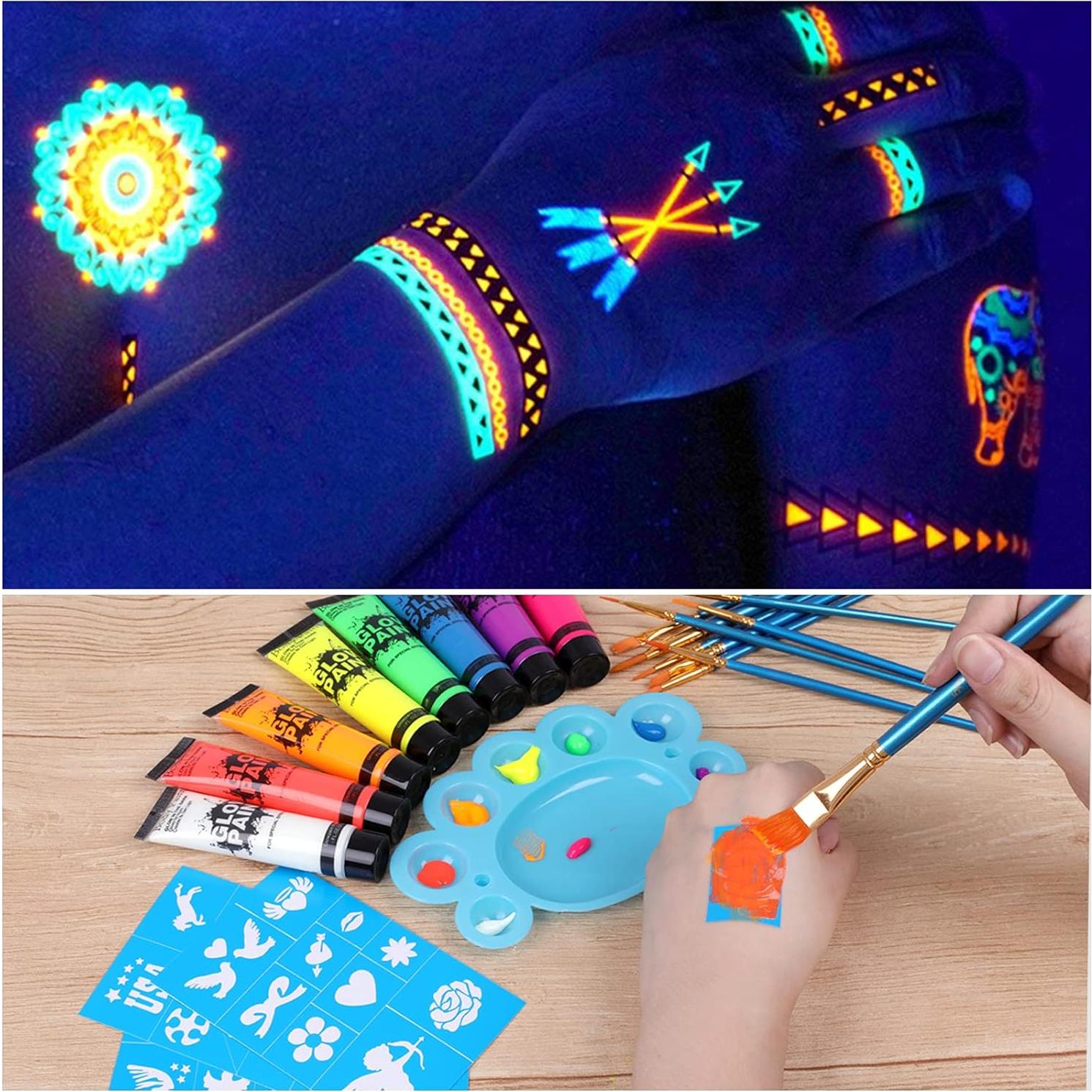 Pintura Facial y Corporal Neón UV Fenshine - 8 Tubos 24g