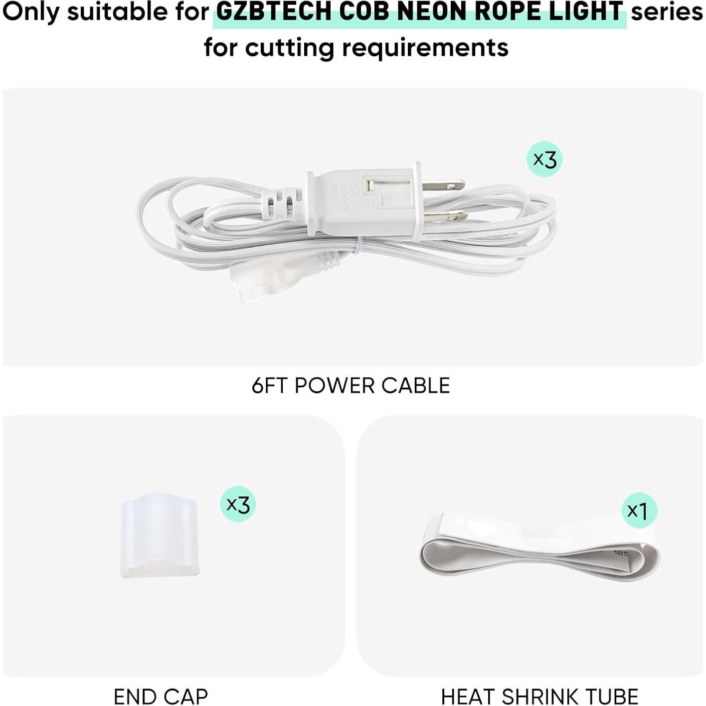 Kit de Conectores de Cable de Alimentación GZBtech para Luz Neon COB
