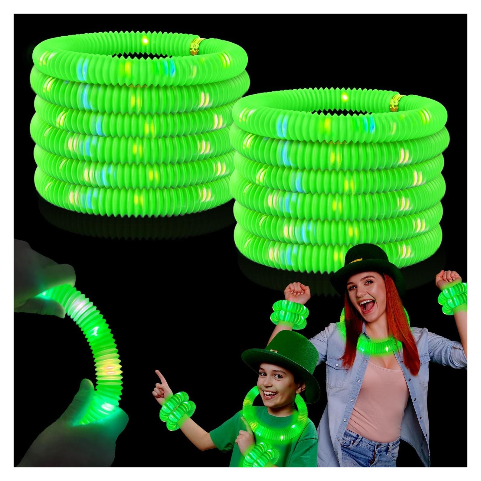 12 Palos de Luz Verde Kannove para Fiestas y Camping