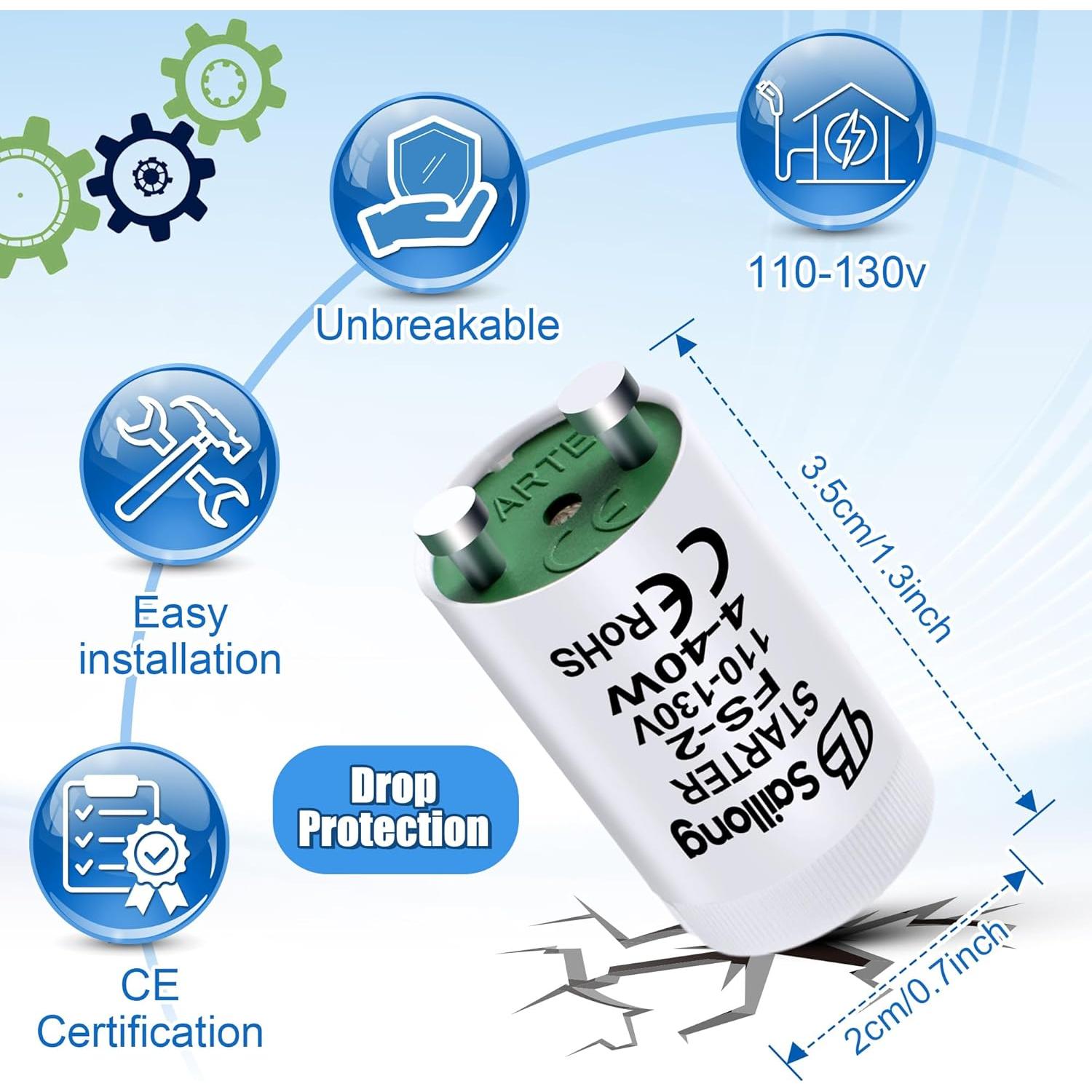 Inicio Fluorescente Saillong F S-2/S2 4 Piezas 4-40W Blanco