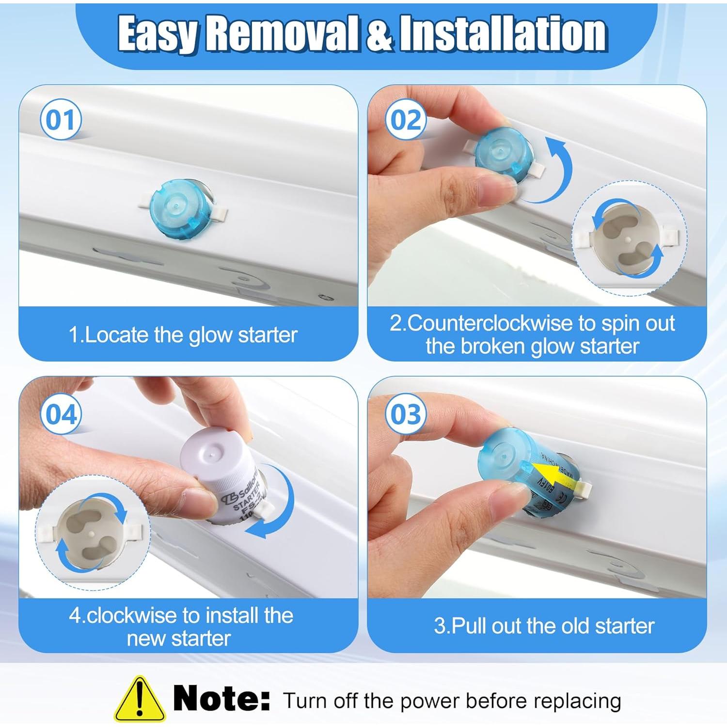 Inicio Fluorescente Saillong F S-2/S2 4 Piezas 4-40W Blanco