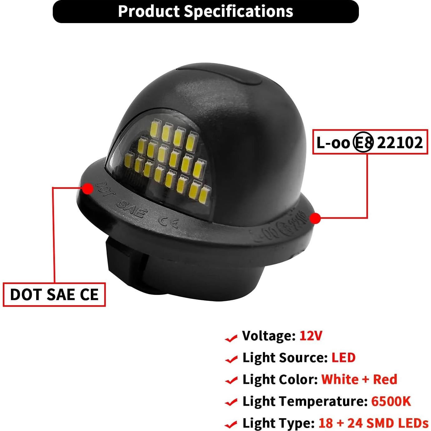 Luz LED de Placa de Licencia AlyoNed Rojo para Ford Pickup