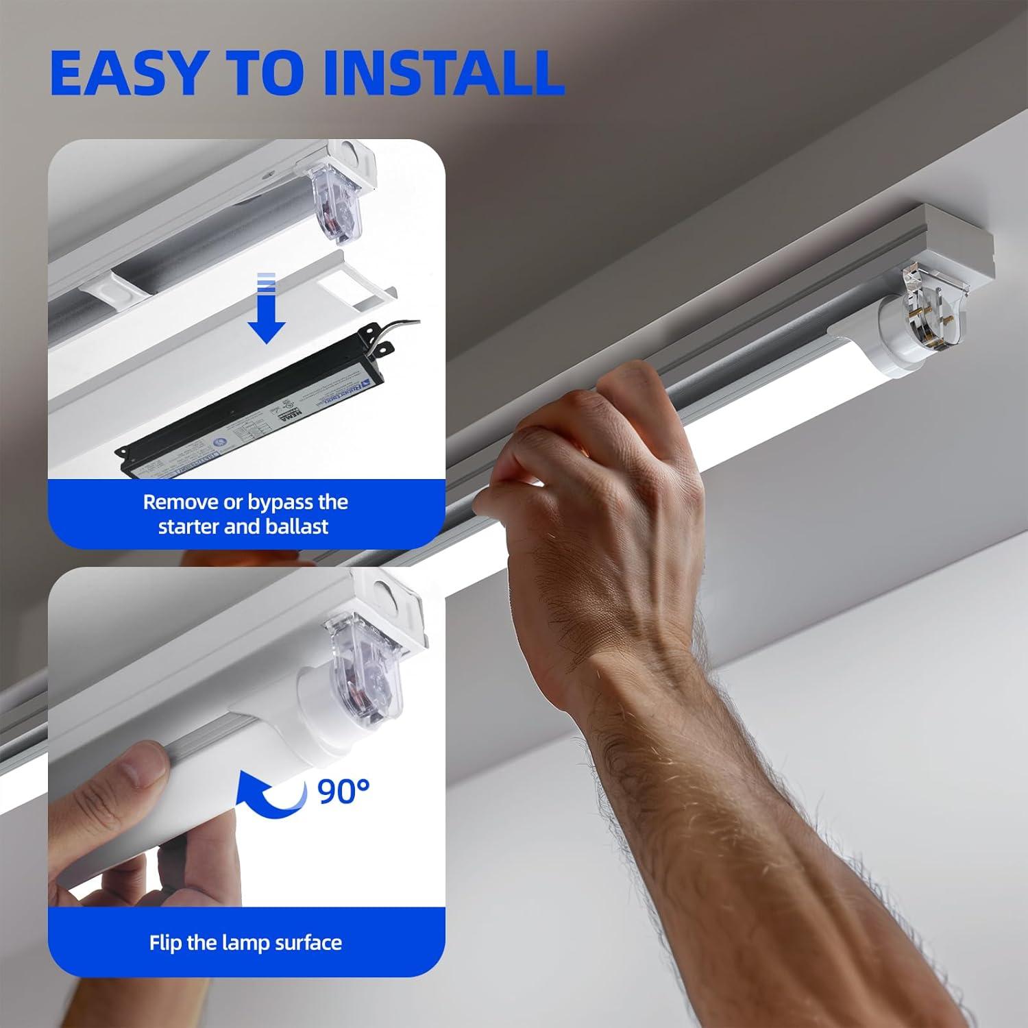 Barrina T8 LED 4 Pies 24W 3200LM Luz 6000K Bypass Balasto 8 Pzs