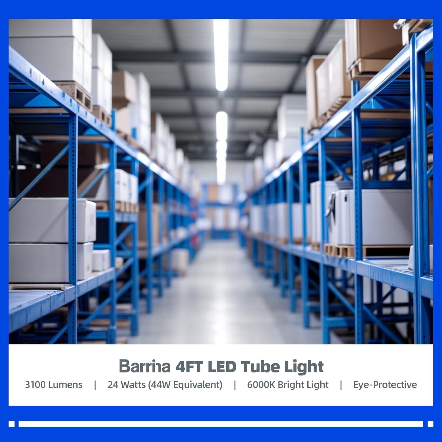 Barrina T8 LED 4 Pies 24W 3200LM Luz 6000K Bypass Balasto 8 Pzs