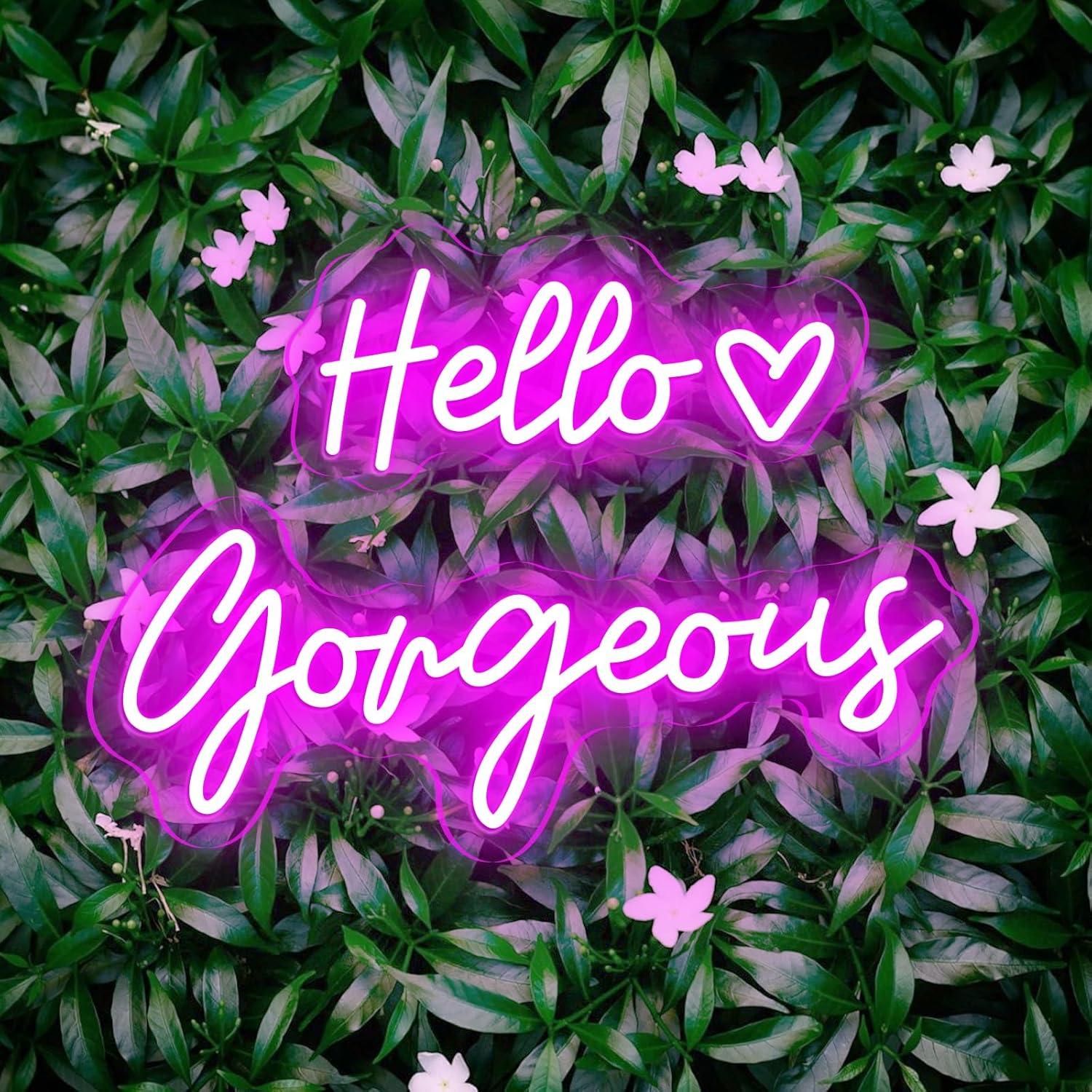 Letrero Neón LED Hola Preciosa Trescreyo 66 cm Rosa Regulable