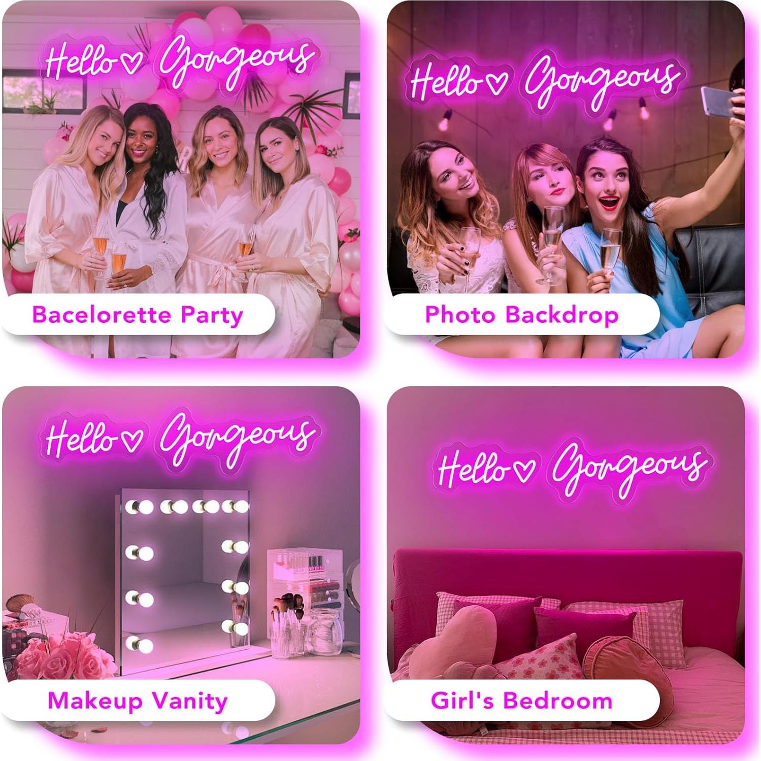 Letrero Neón LED Hola Preciosa Trescreyo 66 cm Rosa Regulable