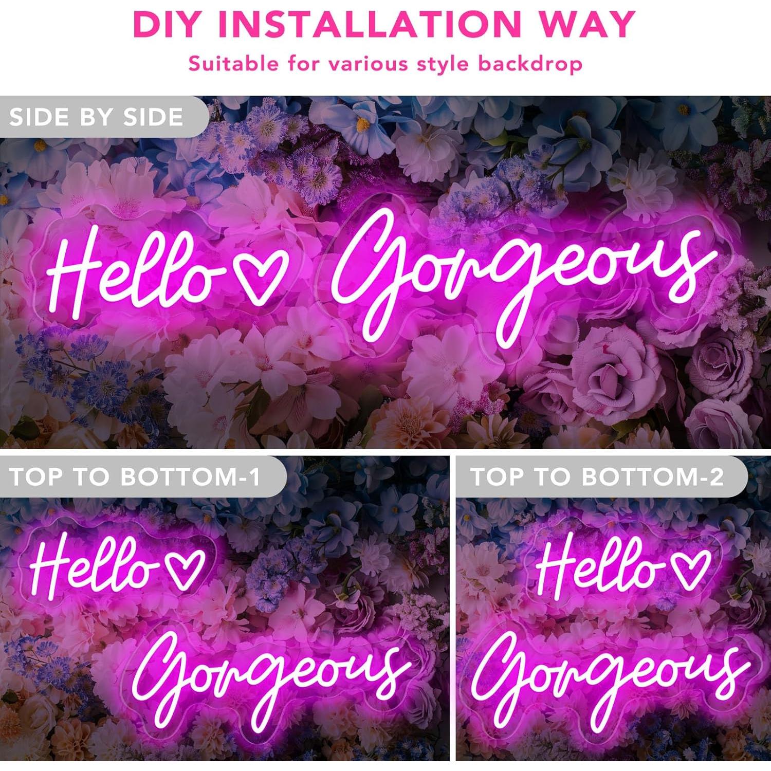 Letrero Neón LED Hola Preciosa Trescreyo 66 cm Rosa Regulable