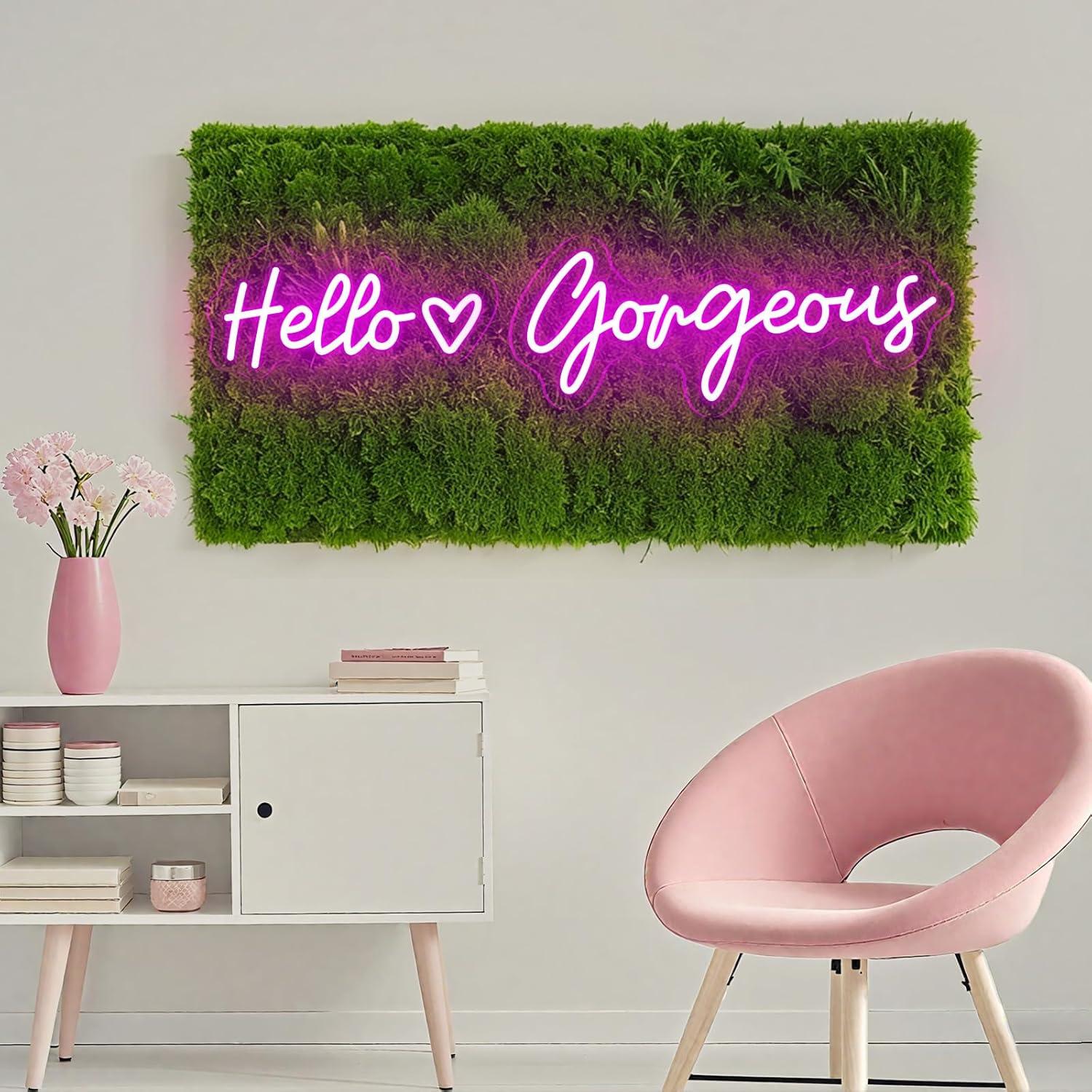 Letrero Neón LED Hola Preciosa Trescreyo 66 cm Rosa Regulable