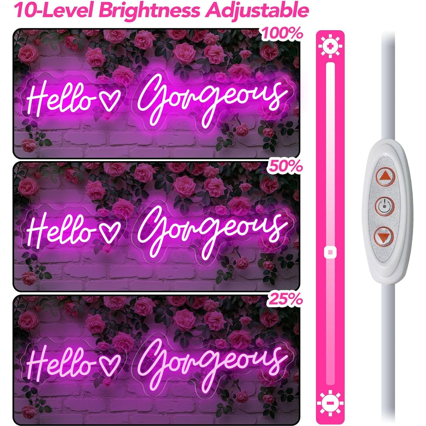 Letrero Neón LED Hola Preciosa Trescreyo 66 cm Rosa Regulable