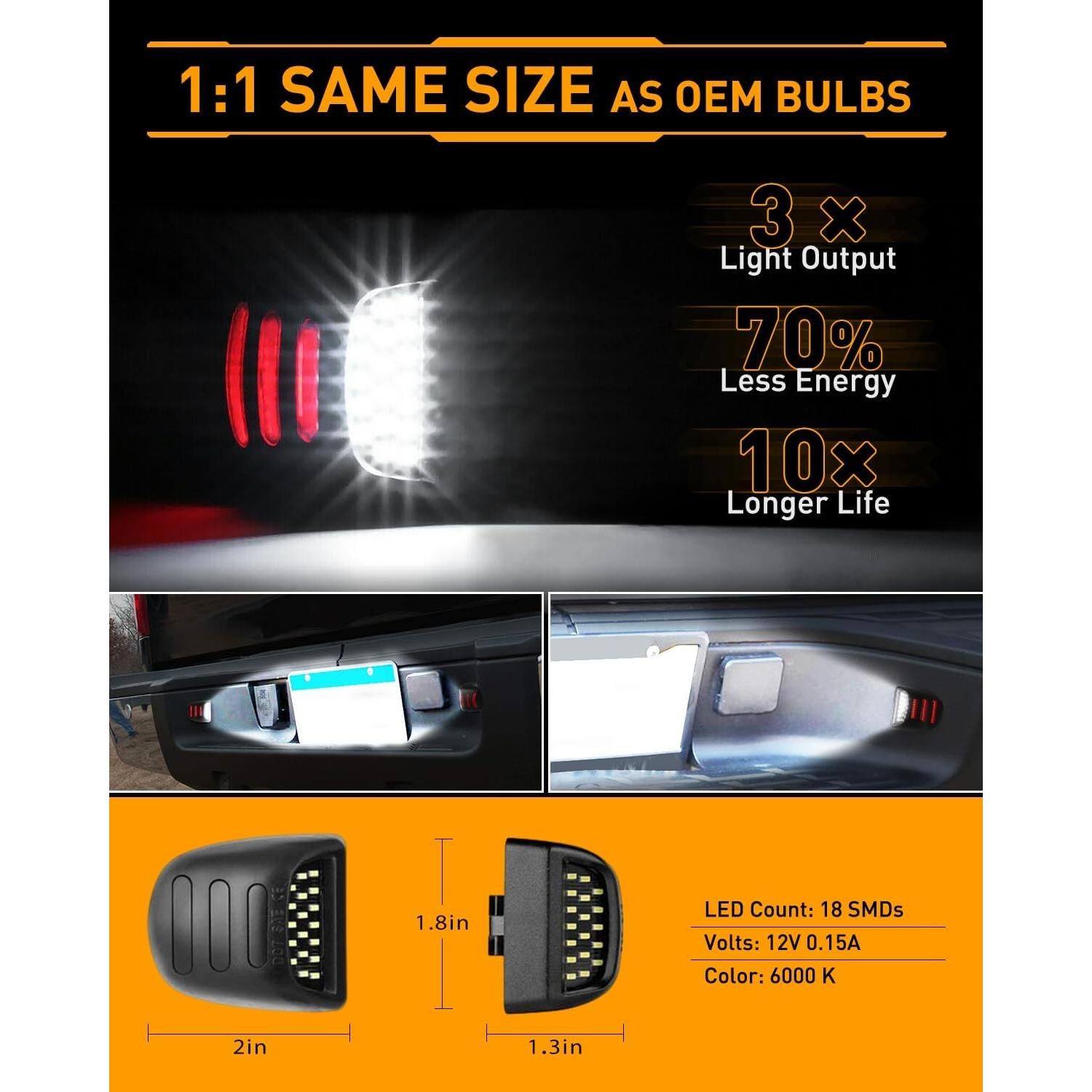 Luces de Placa LED Rojo Neon LESAUCE para Chevy GMC 2PCS