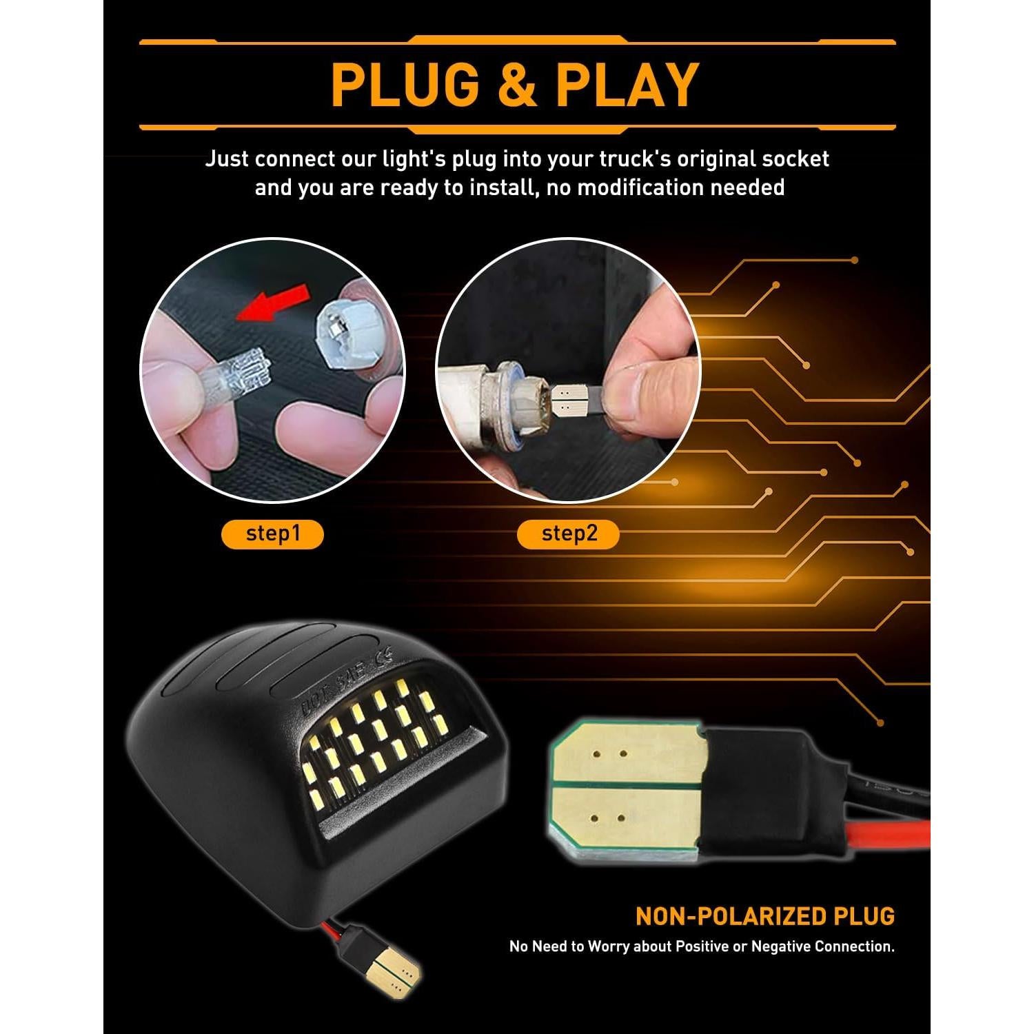 Luces de Placa LED Rojo Neon LESAUCE para Chevy GMC 2PCS