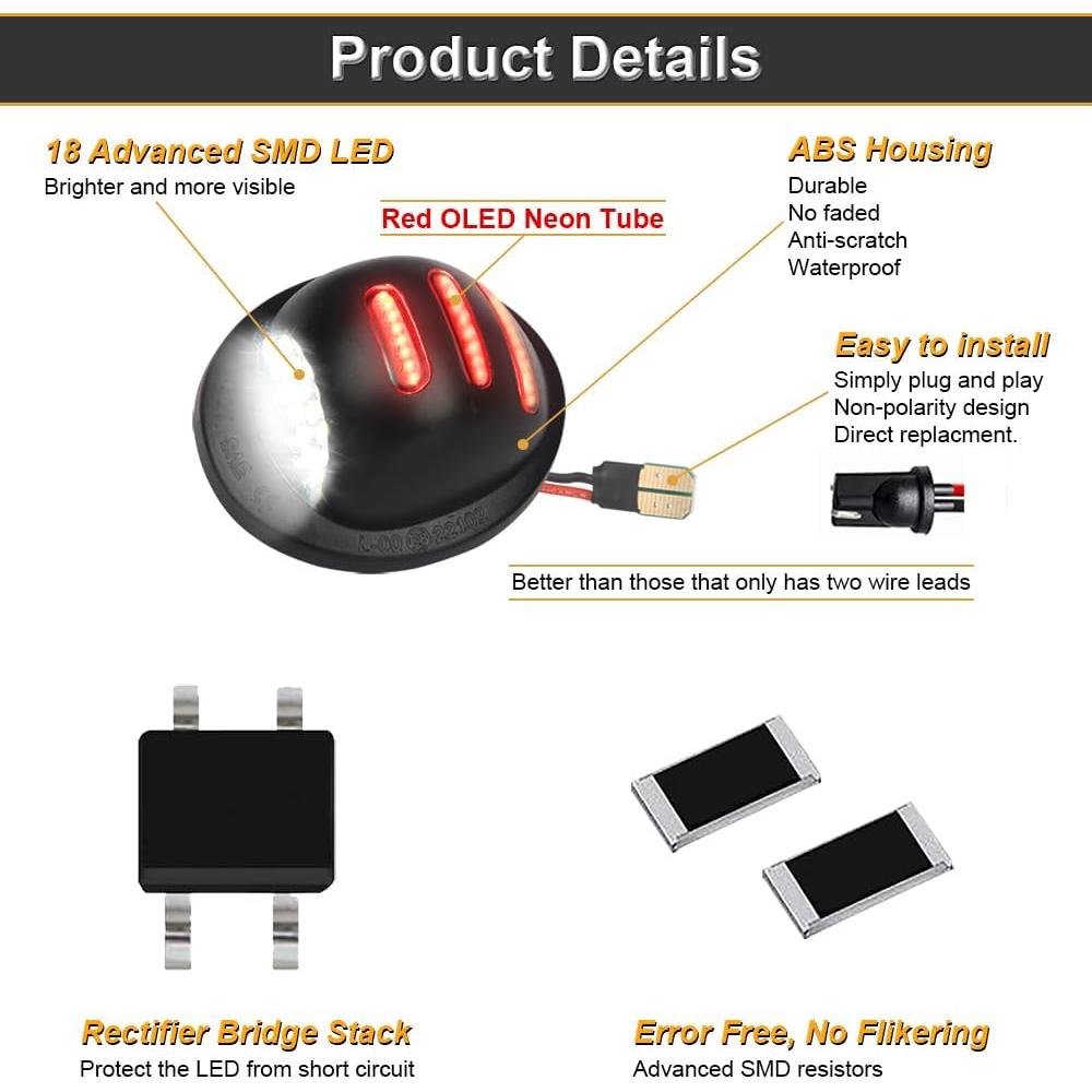 Luz de Placa de Matrícula LED RAVSOFT RS156 6000K Blanca - Paquete de 2